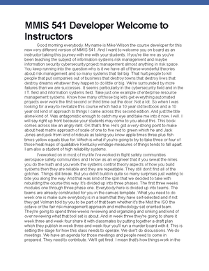 MMIS 541 Orientation and Welcome - MMIS 541 Orientation and Welcome ...