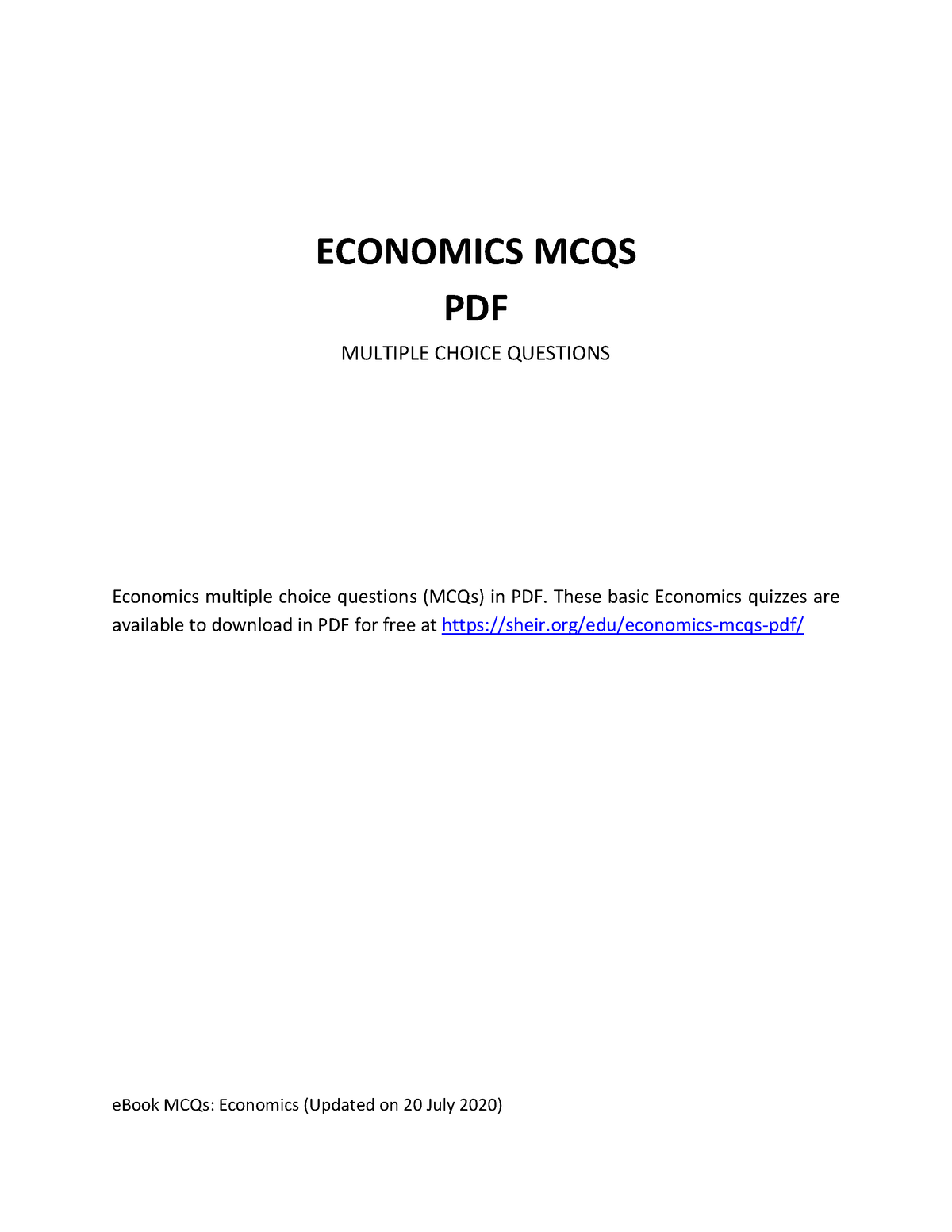 Economics-mcqs - BFBS - ECONOMICS MCQS PDF MULTIPLE CHOICE QUESTIONS ...