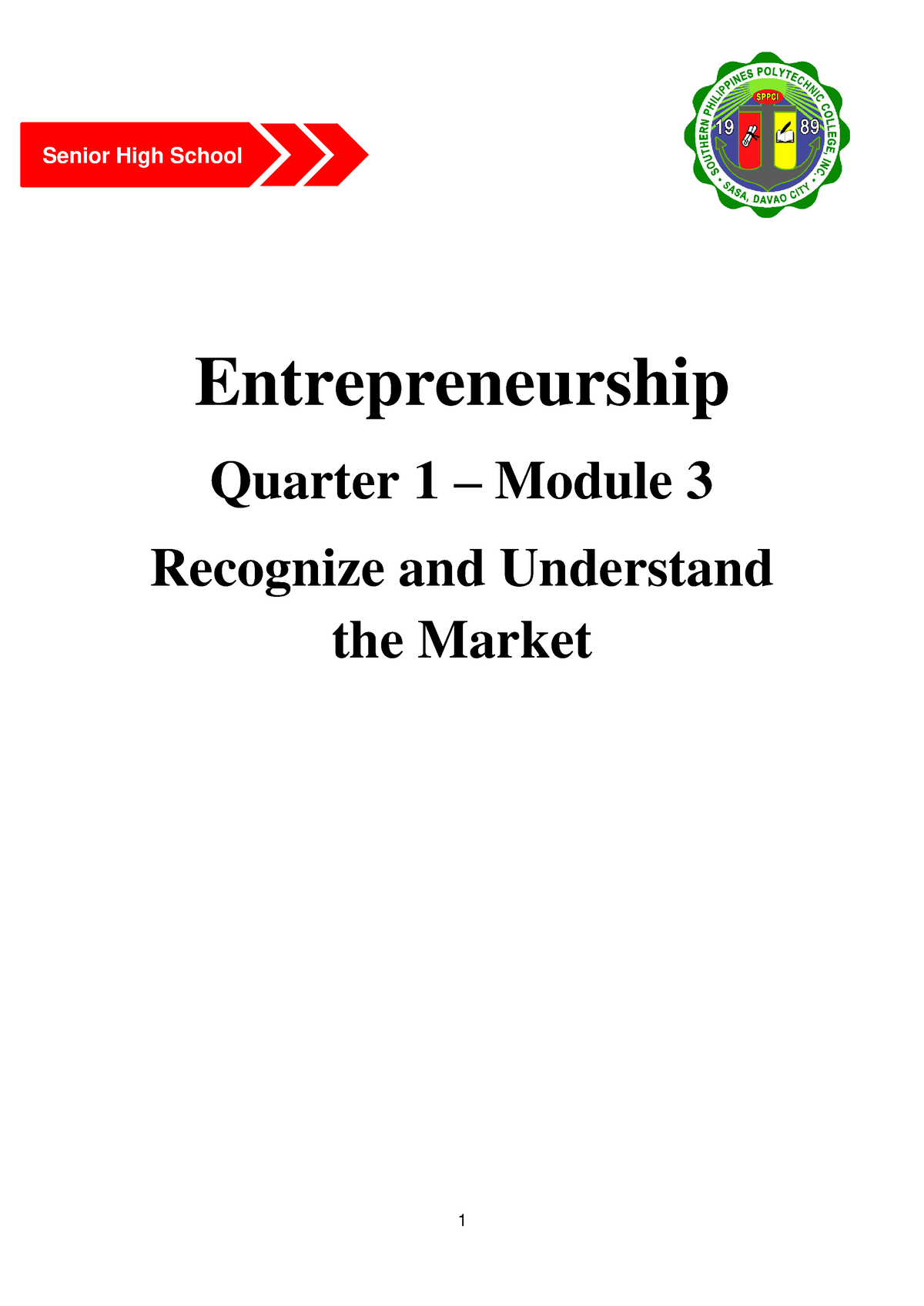 Q1 Module 3 Entrepreneurship - Entrepreneurship Quarter 1 – Module 3 ...