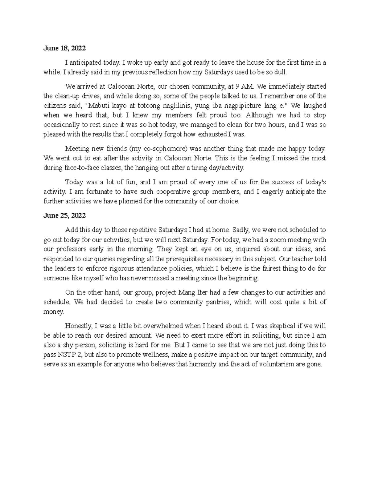 CWTS - Reflections - June 18, 2022 I anticipated today. I woke up early ...