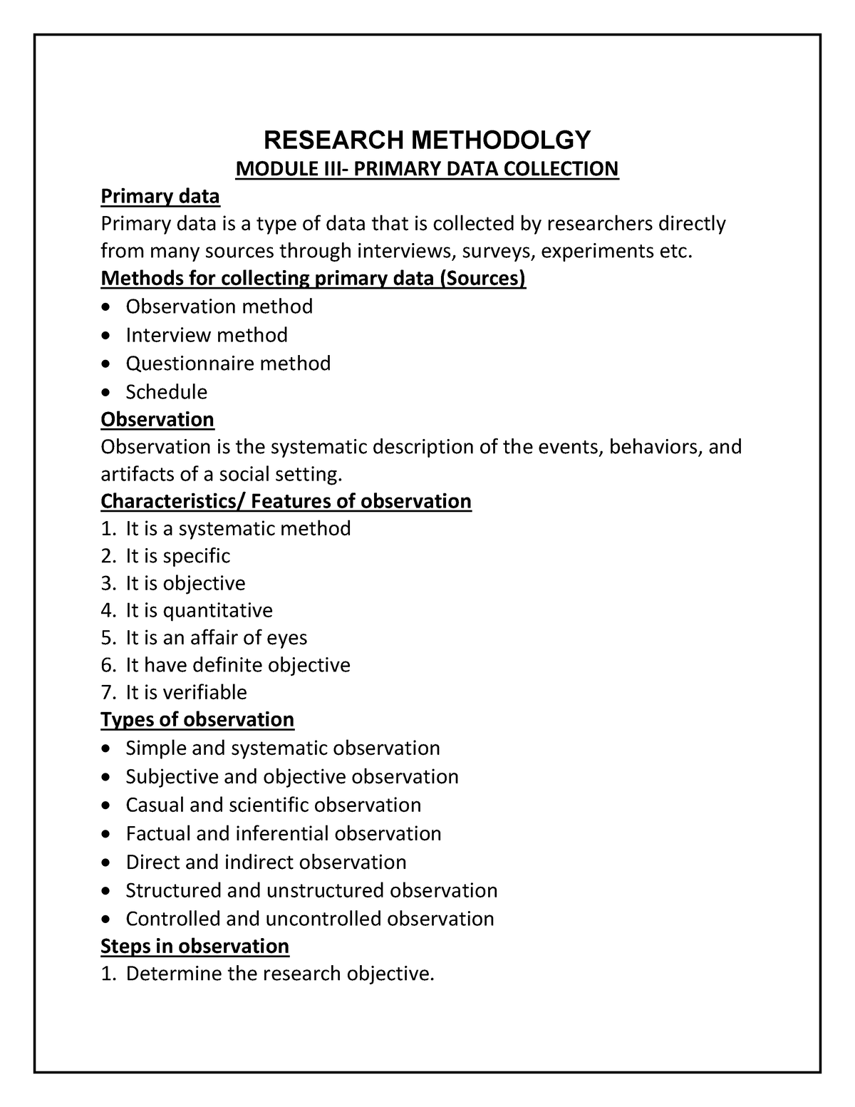 documents in research methodology