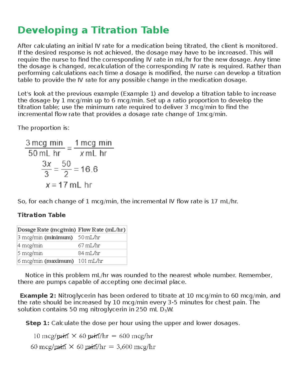Developing a Titration Table NSG 223 Studocu