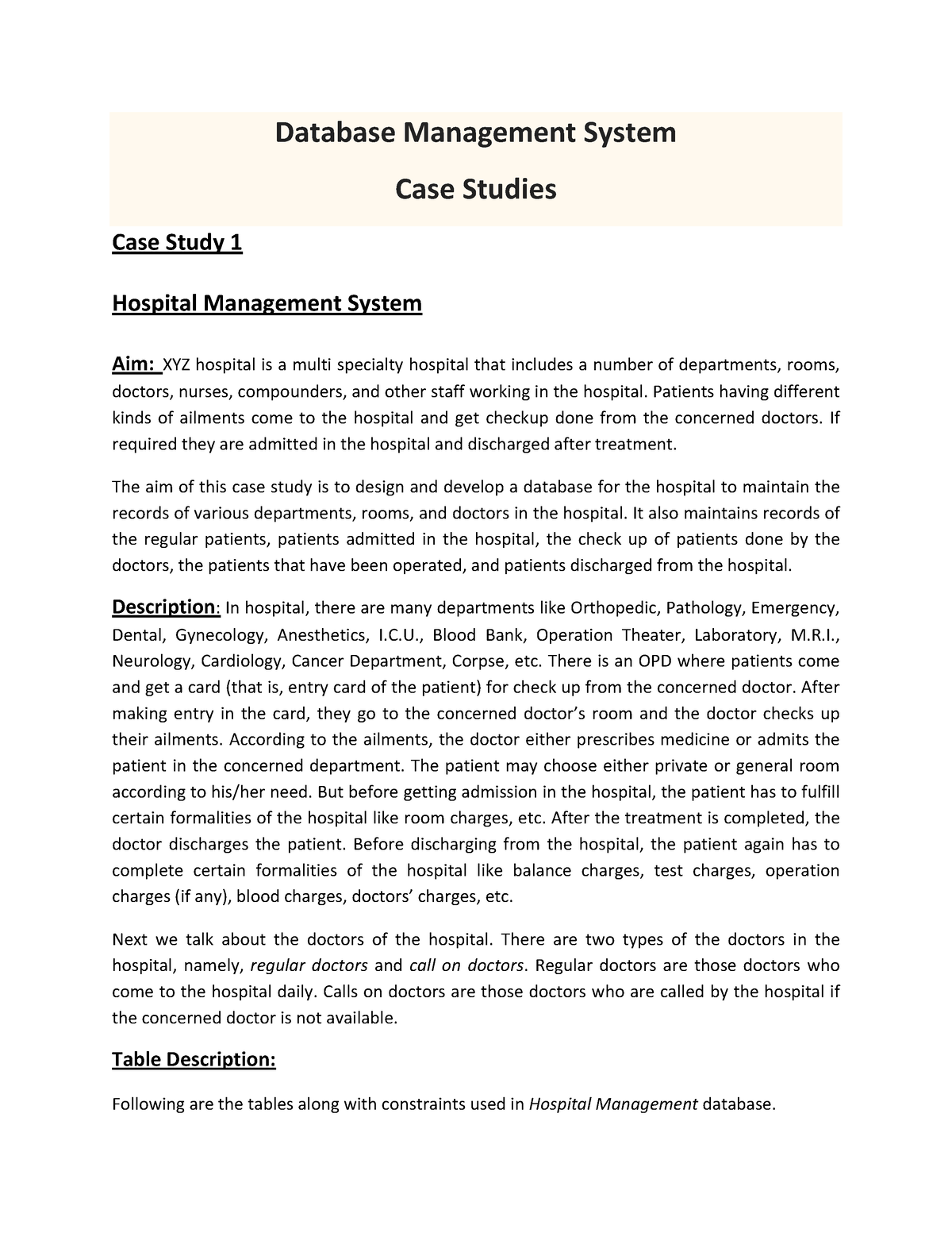 dbms case study on banking system