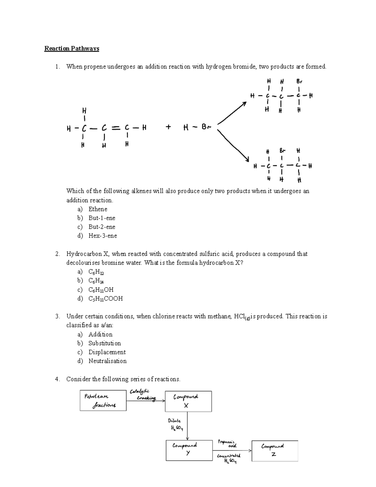 Reaction Pathways - Reaction Pathways When propene undergoes an ...