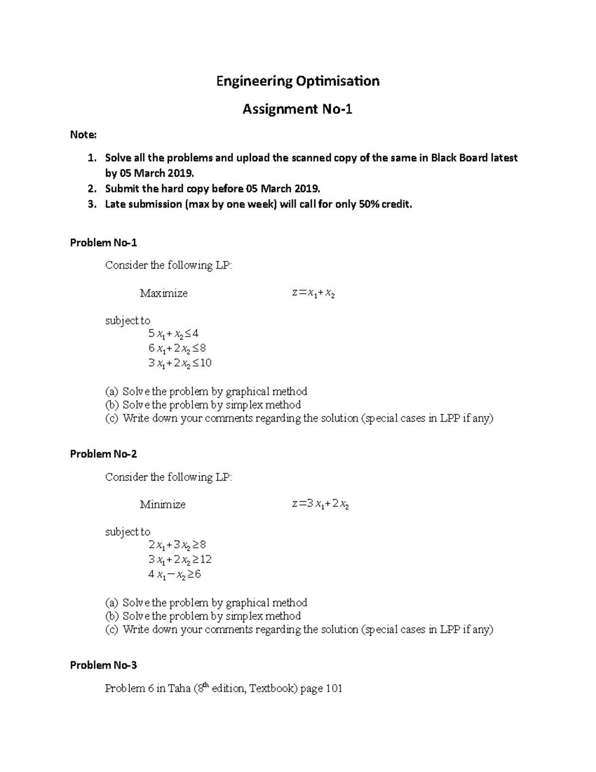 Engineering Optimisation Assignment-1 - Engineering Optimisation ...
