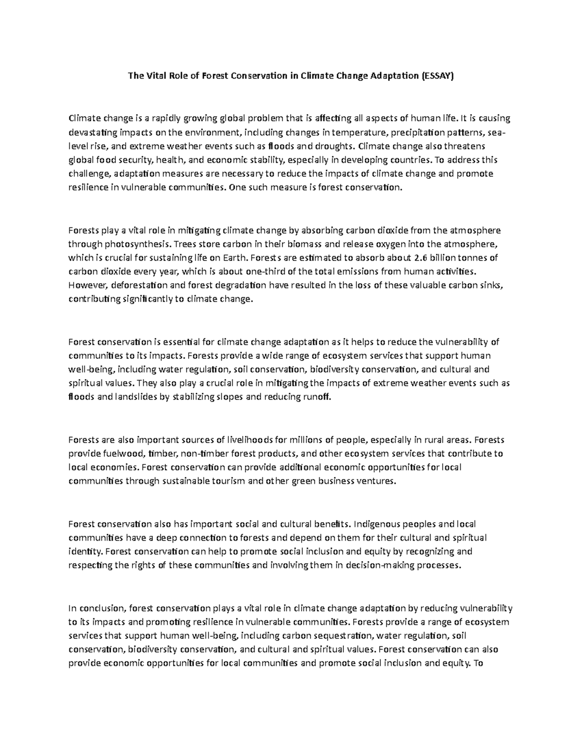The Vital Role of Forest Conservation in Climate Change Adaptation ...
