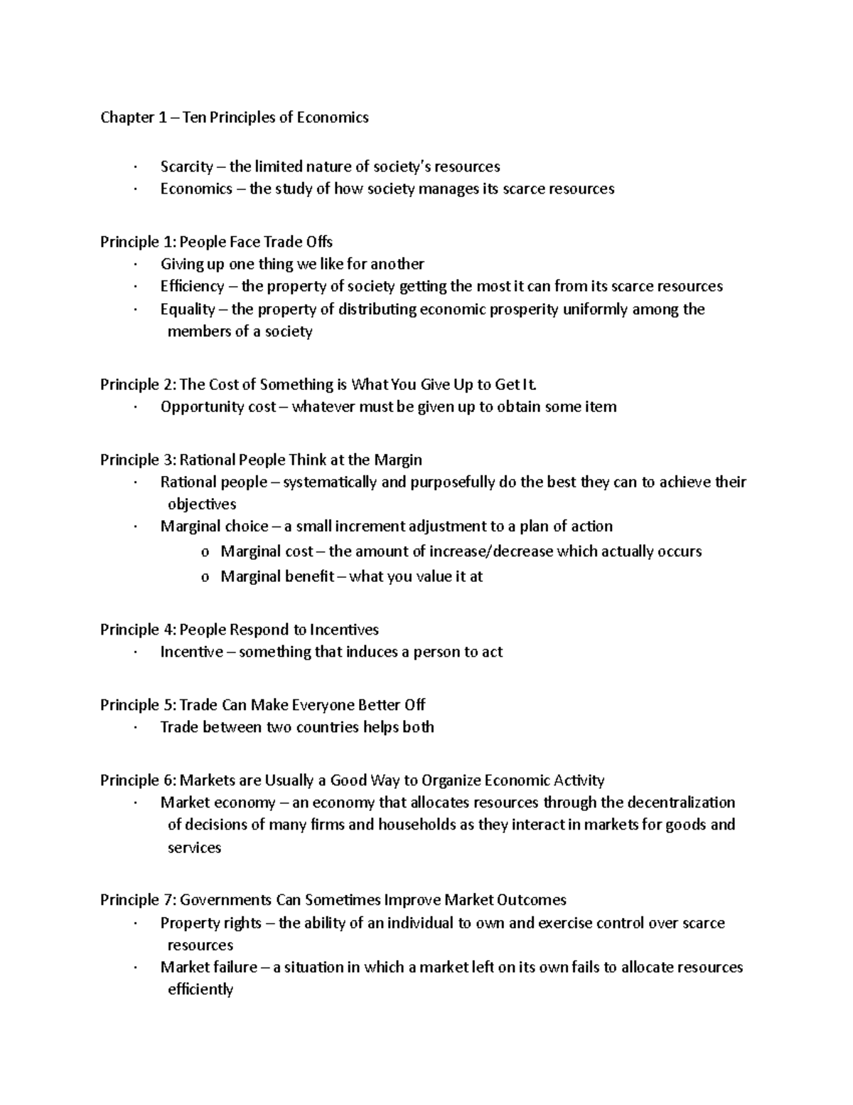 Chapter 1 – Ten Principles of Economics - Chapter 1 – Ten Principles of ...