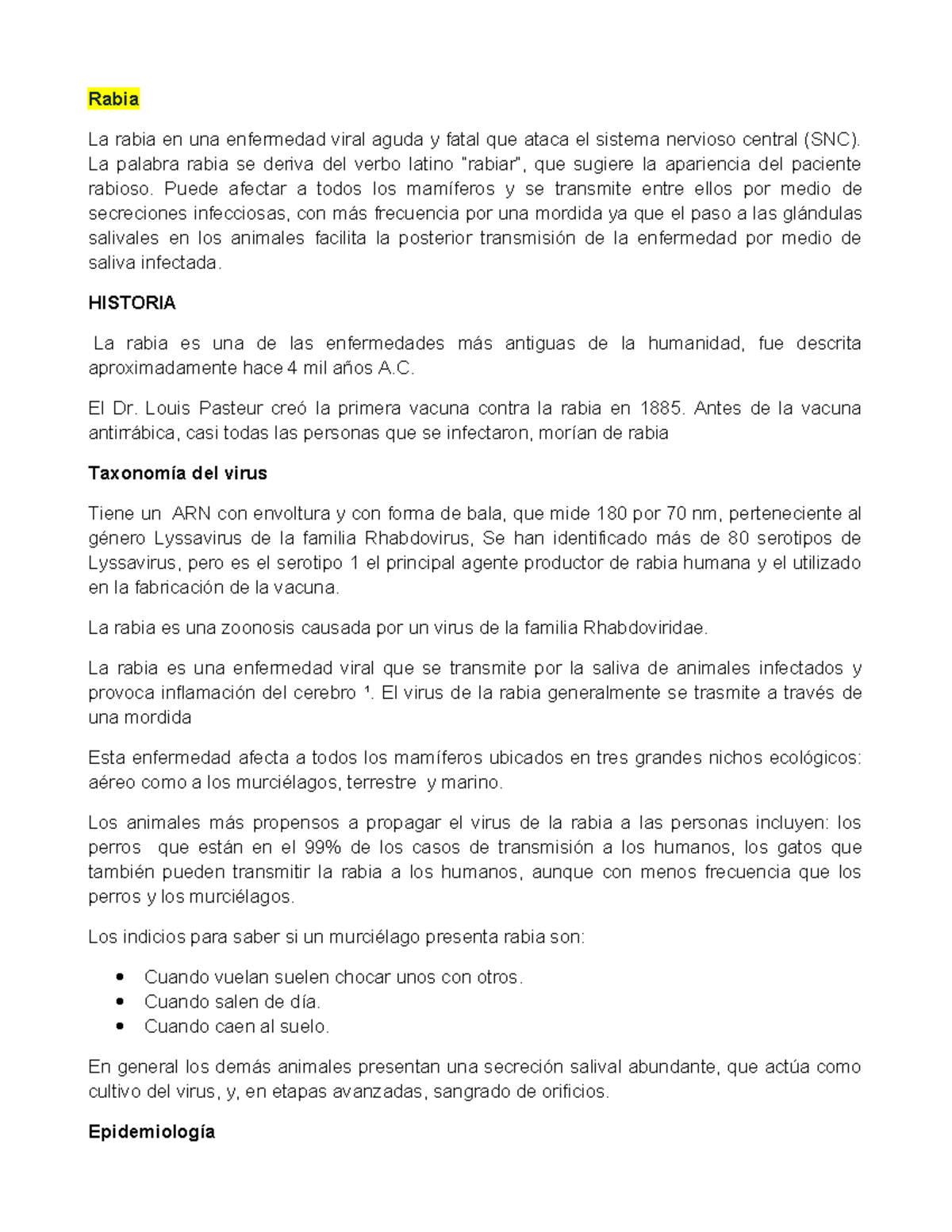 Rabia y polio - Resumen microbiologia II - Rabia La rabia en una ...