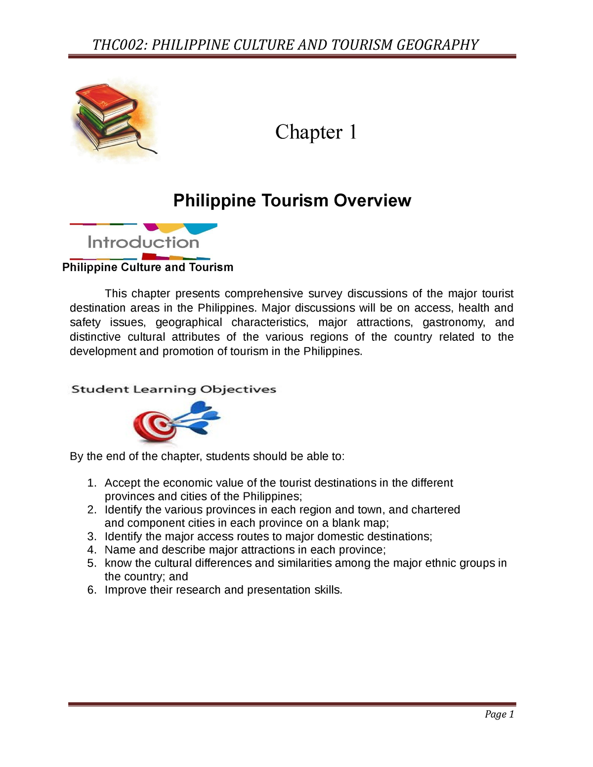 Chapter 1 - Philippine Tourism Geography AND Culture - THC002 ...