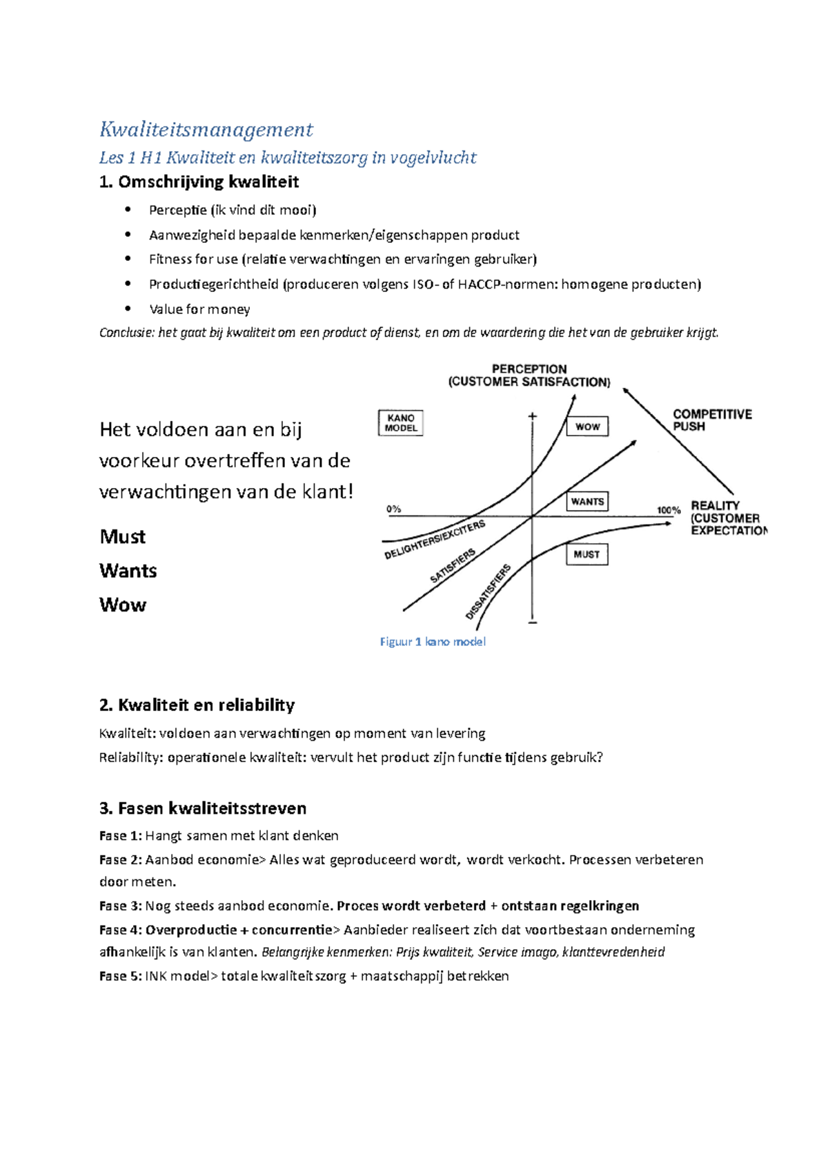 Blok 7 Samenvatting Kwaliteitsmanagement - Kwaliteitsmanagement Les 1 ...