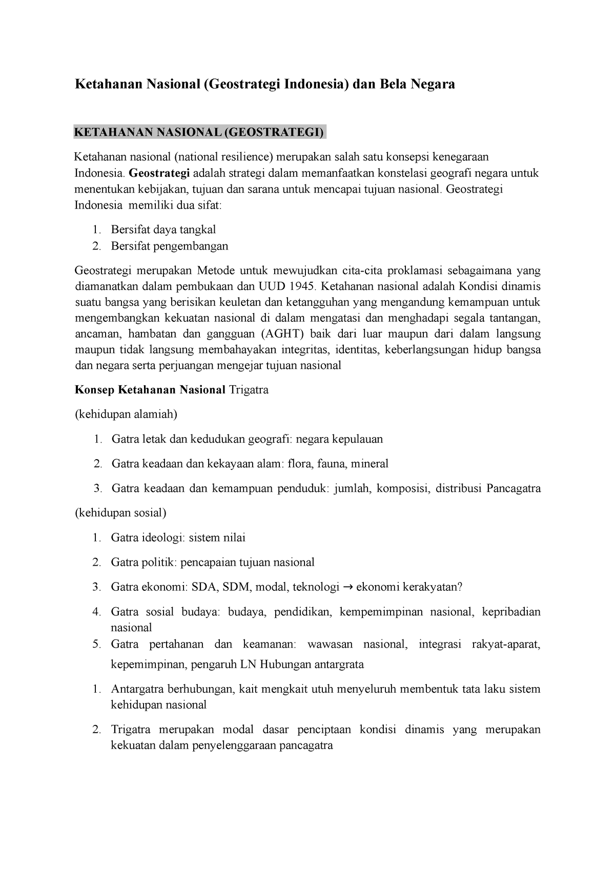 Ketahanan Nasional Dan Bela Negara - Ketahanan Nasional (Geostrategi ...