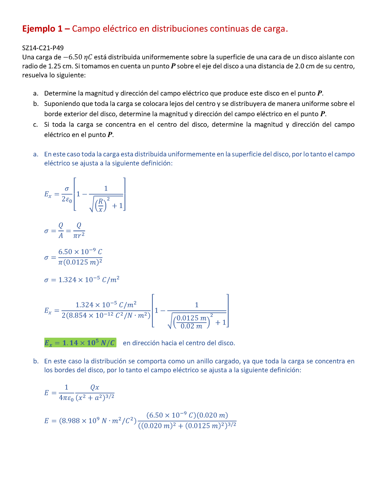 03 - Campo Electrico - Problemas Resueltos - Ma101 - Harper-Adams - Studocu