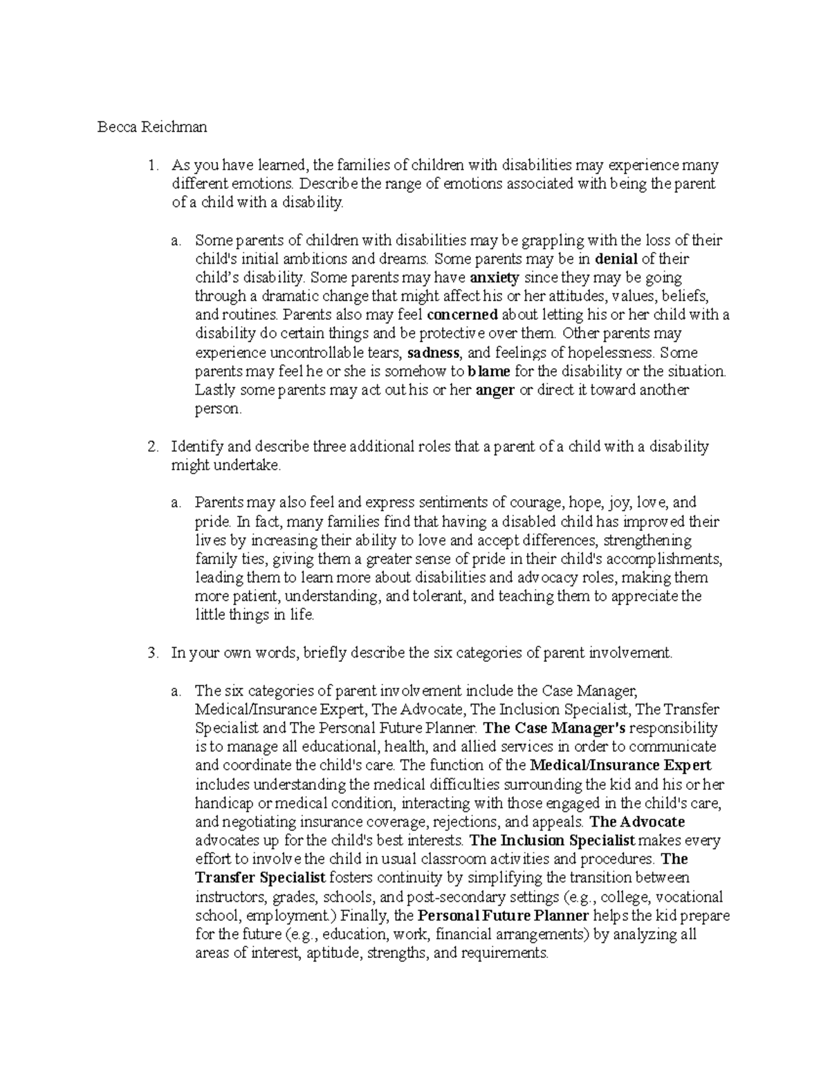 IRIS module- Parent Collaboration Assignment Questions - Becca Reichman ...