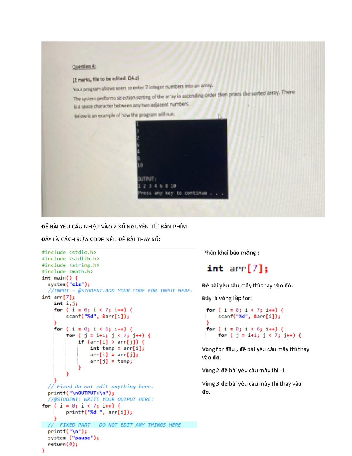 HƯỚNG DẪN THAY SỐ Trong CODE - Programming Fundamentals - ĐỀỀ BÀI YỀU ...