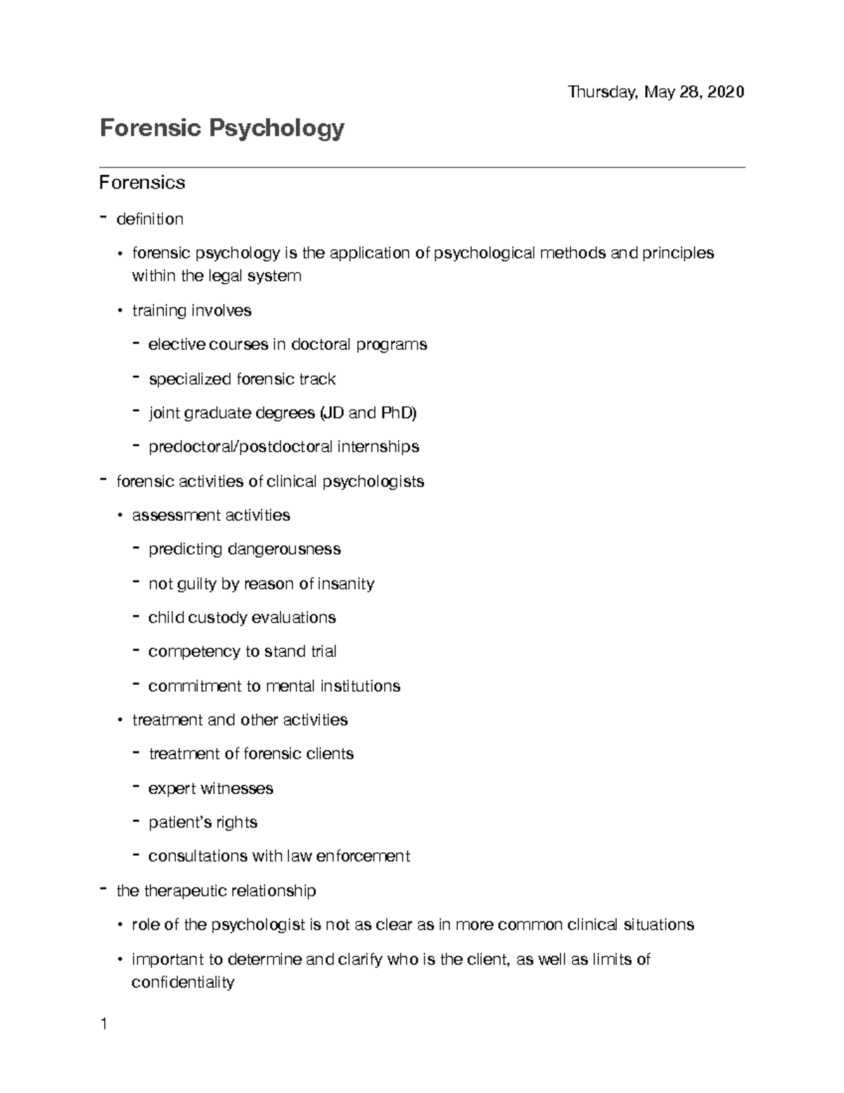Forensics lecture notes Forensic Psychology Forensics definition