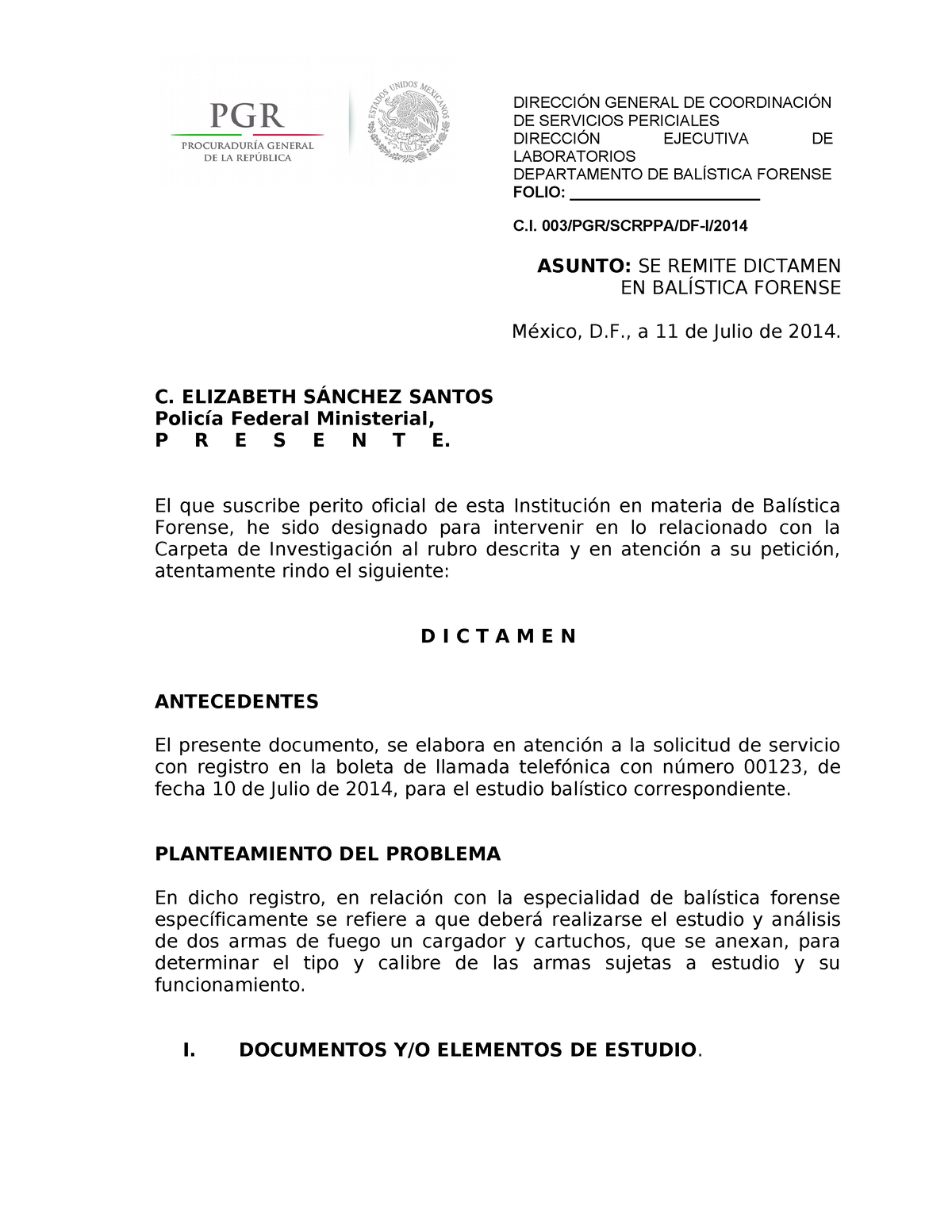 Ejemplo De Dictamen 0399