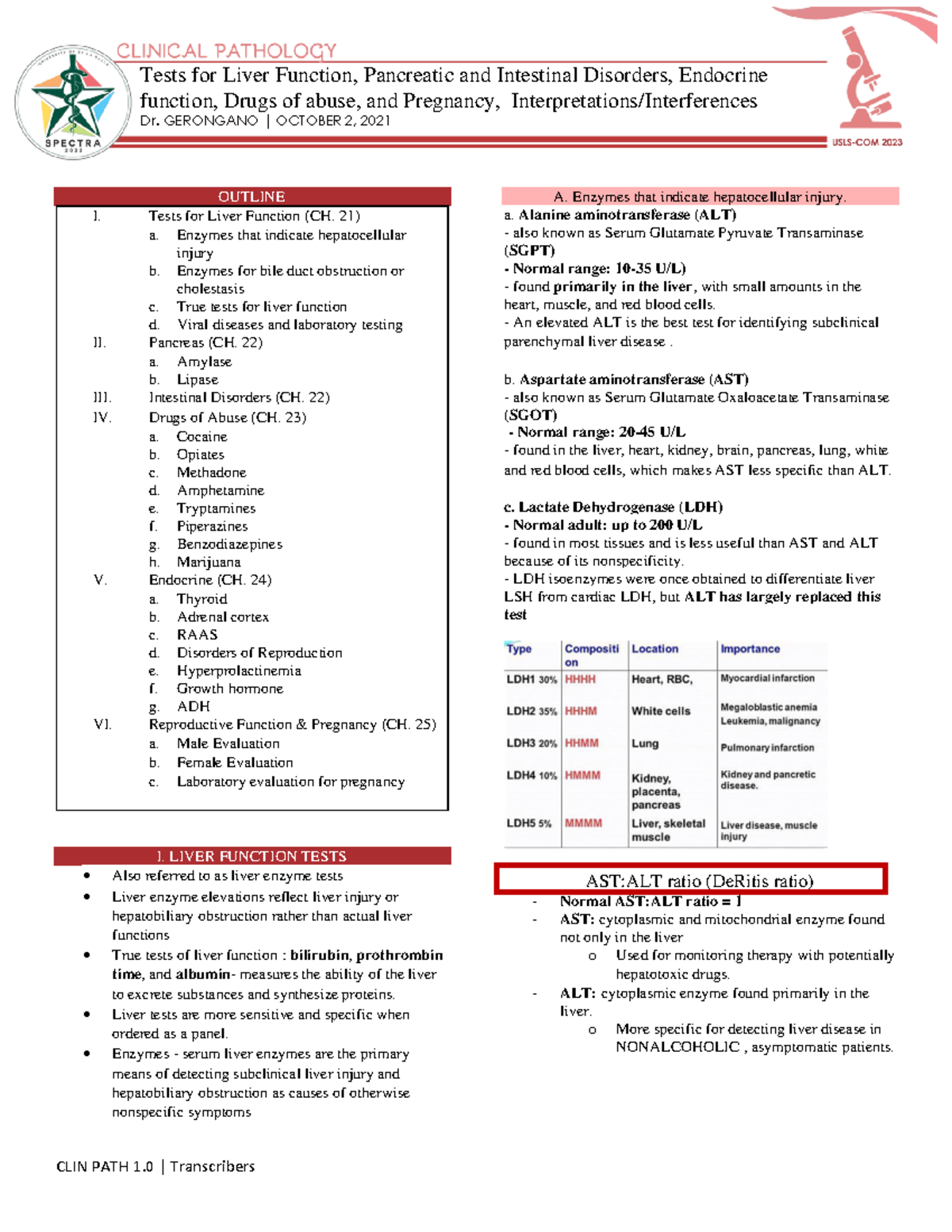 4 CLIN PATH-Tests for Liver Function (Dr. Gerongano) - CLIN PATH 1 ...