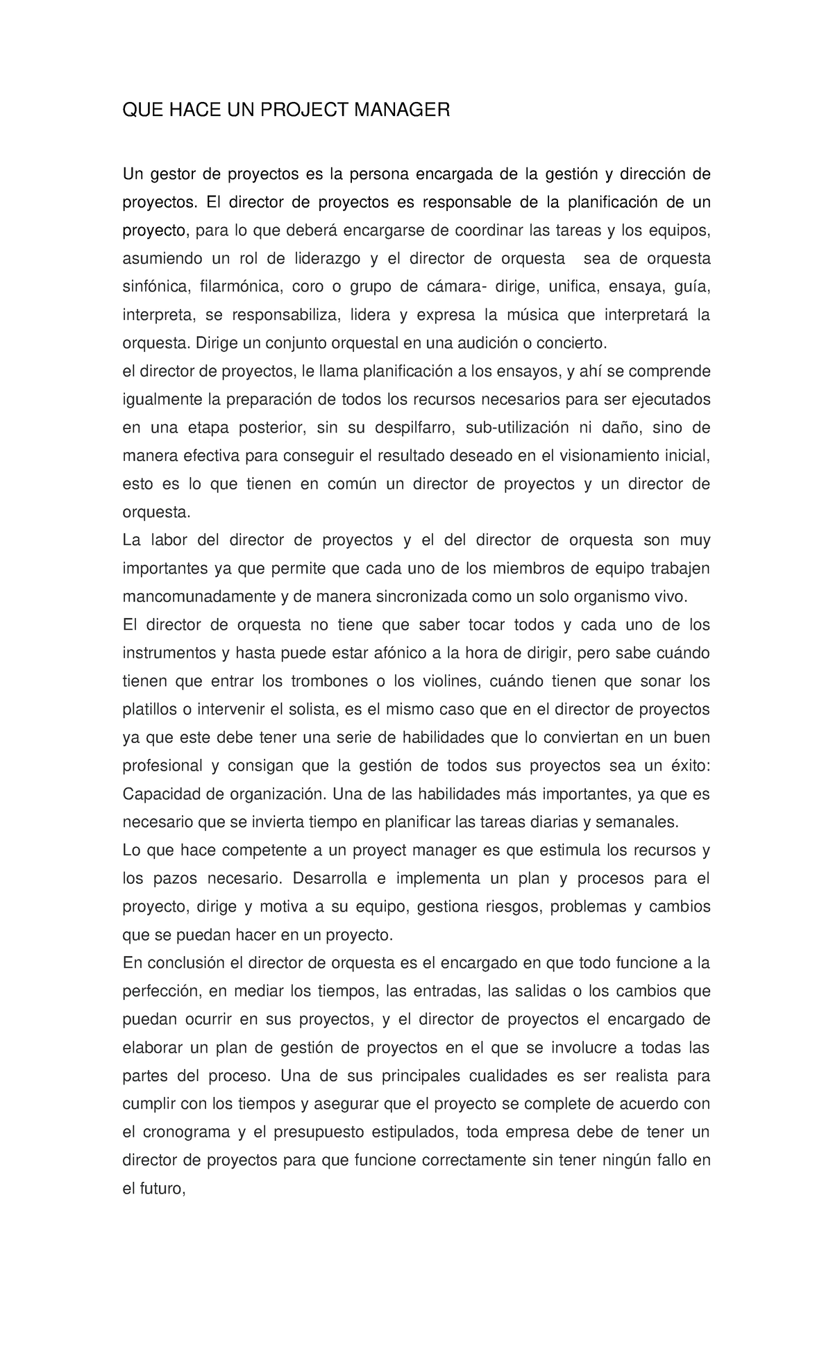 QUE HACE UN Project Manager - QUE HACE UN PROJECT MANAGER Un gestor de ...