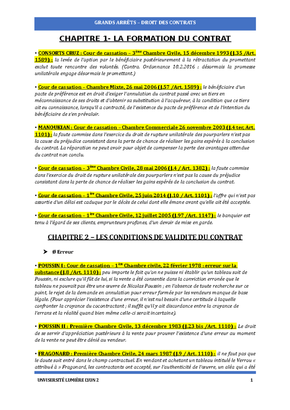 Grands Arrêts Du Droit Des Contrats - GRANDS ARRÊTS – DROIT DES ...