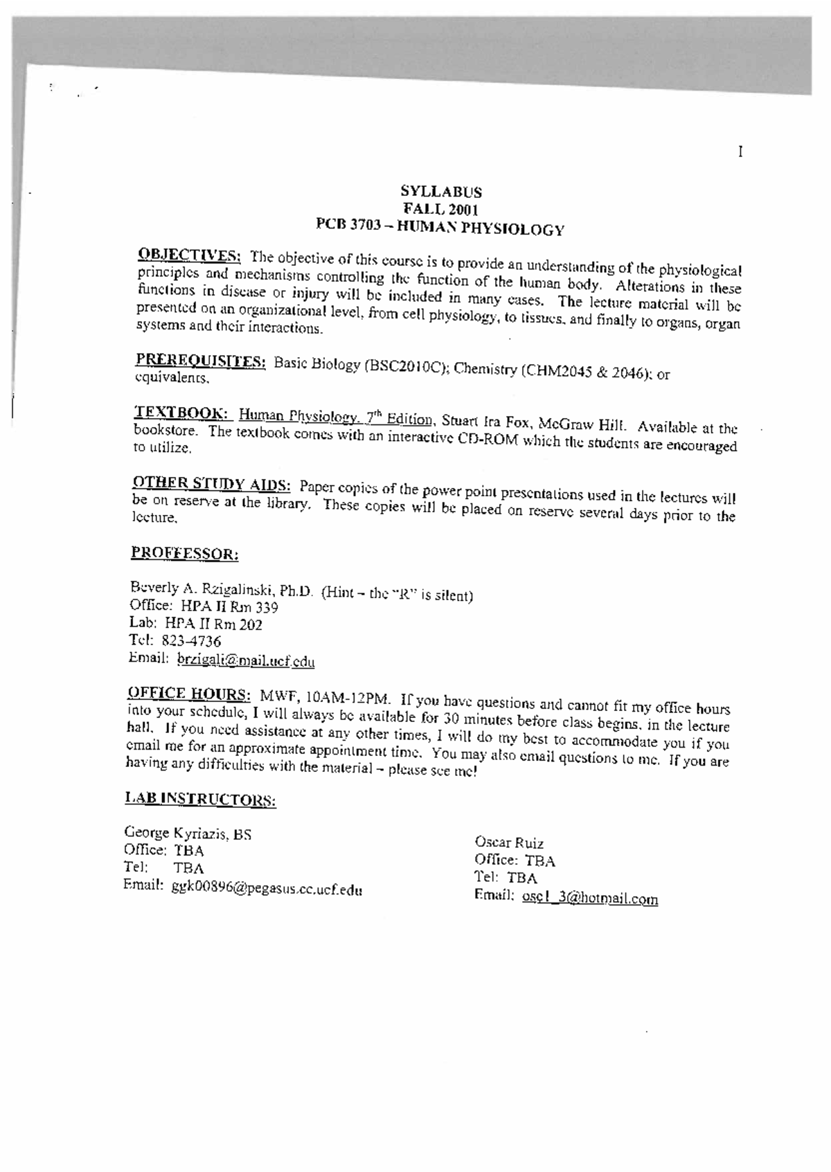 PCB 3703 Human Physiology - Rzigalinski - PCB 3703C - Studocu