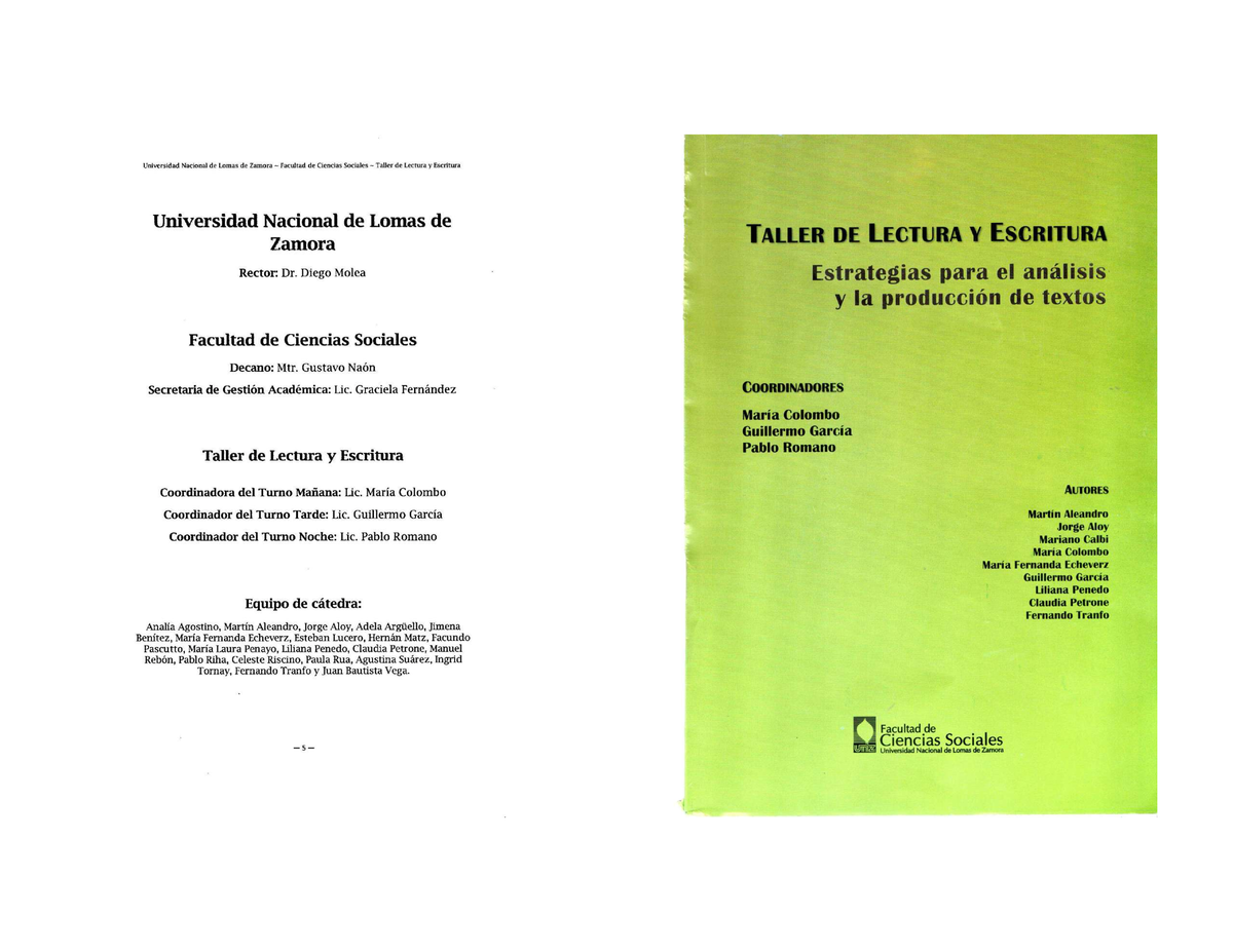 Manual Taller De Lectura Y Escritura - Taller De Lectura Y Escritura ...