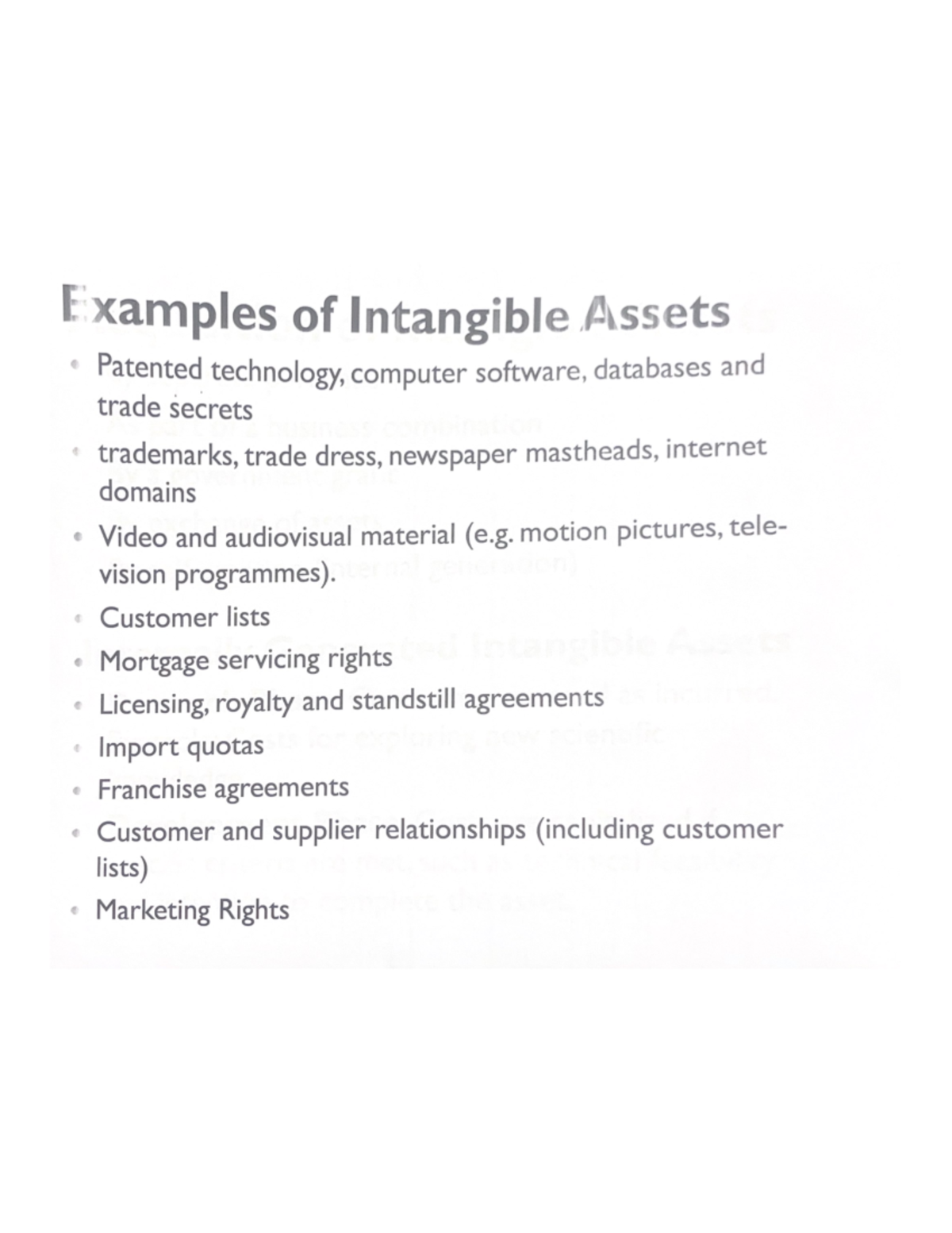 Examples of Intangible Assets - motion pictures, vision programmes ...