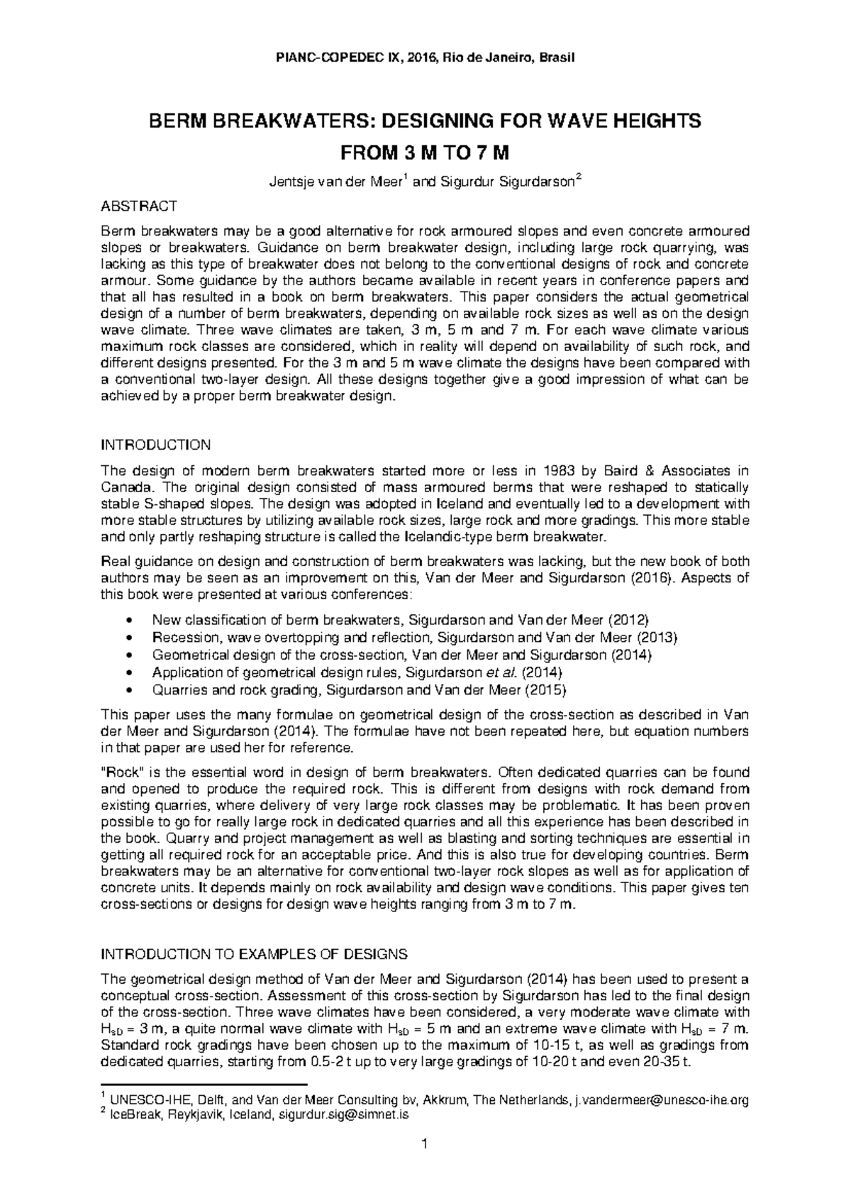 2016 Berm breakwaters designing for wave heights from 3 to 7 m - BERM ...