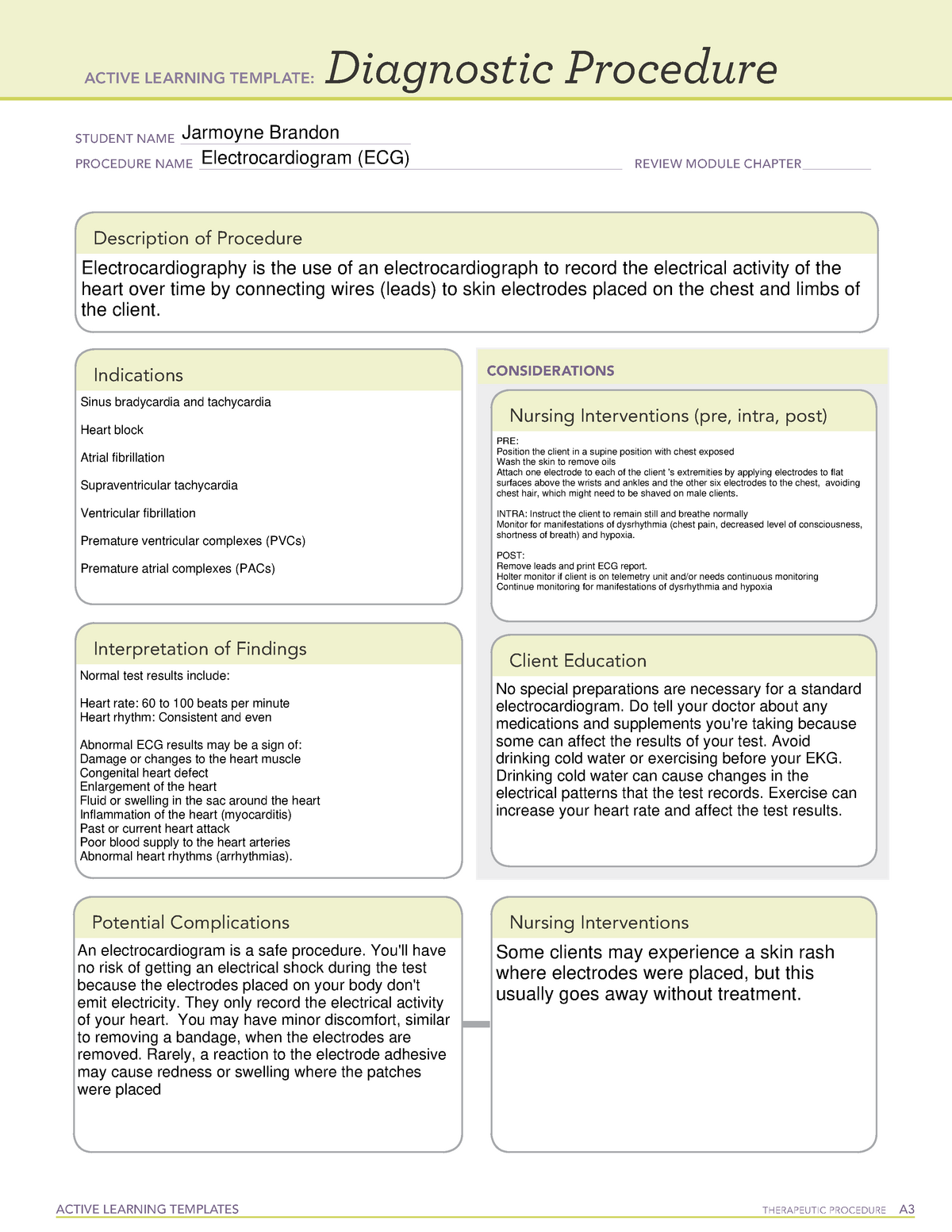 PN II Clinical Diagnostic Procedure ECG - ACTIVE LEARNING TEMPLATES ...