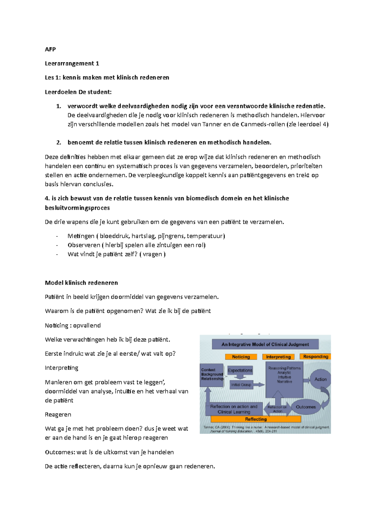 Aantekeningen-2 - Afp - AFP Leerarrangement 1 Les 1: Kennis Maken Met ...