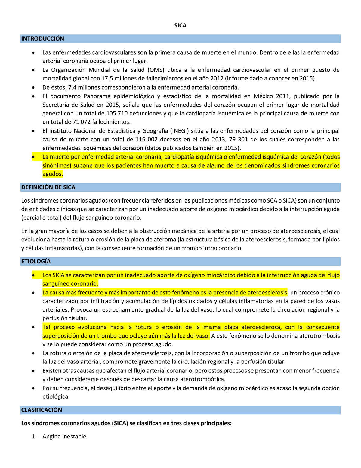 SICA - SICA - SICA INTRODUCCI”N Las Enfermedades Cardiovasculares Son ...