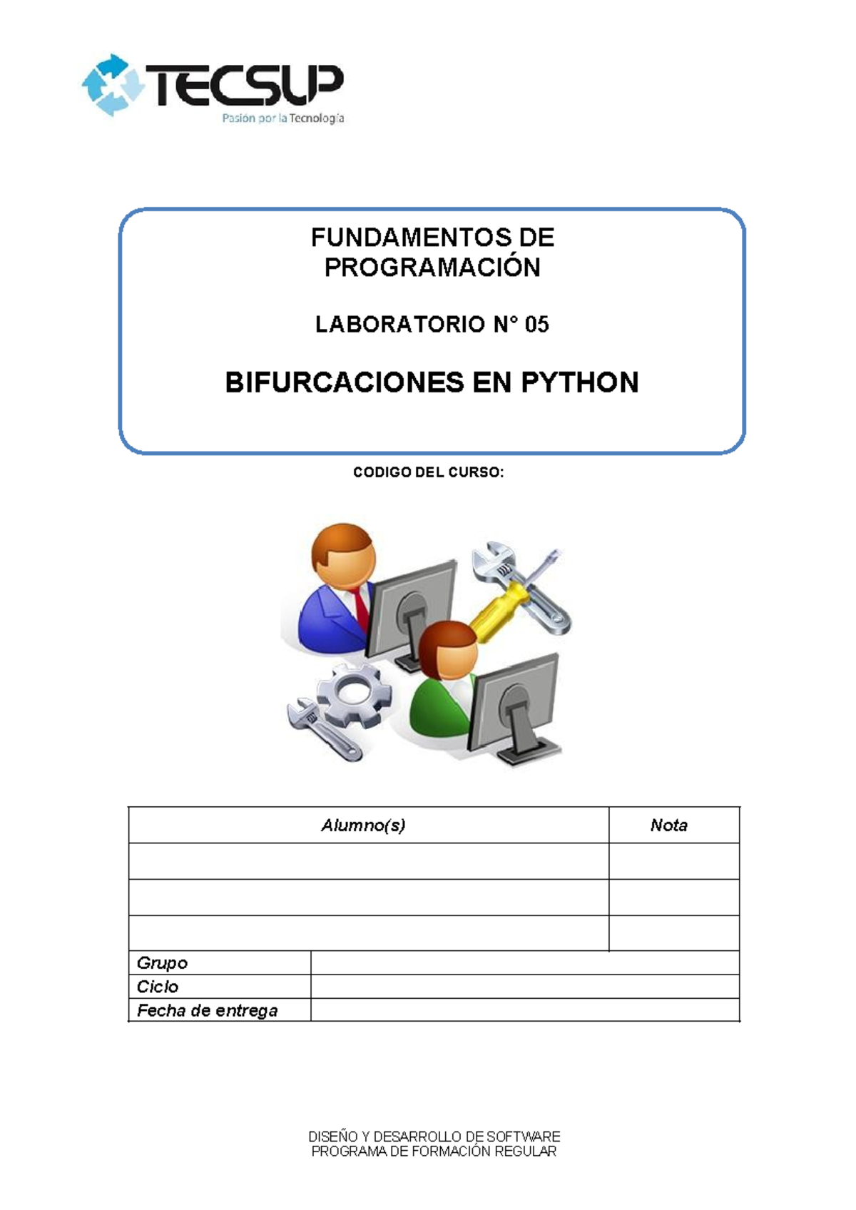 laboratorio de python numero 5 - CODIGO DEL CURSO: Alumno(s) Nota Grupo ...