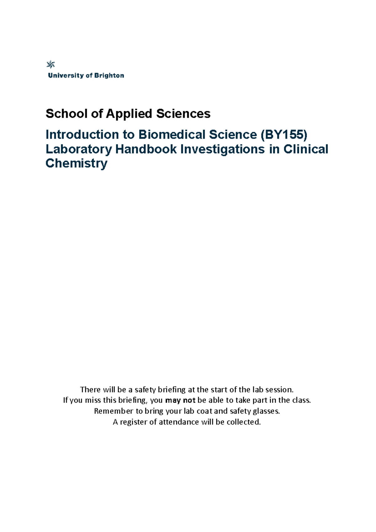 Clinical Biochemistry Laboratory Class 2022 - School Of Applied ...