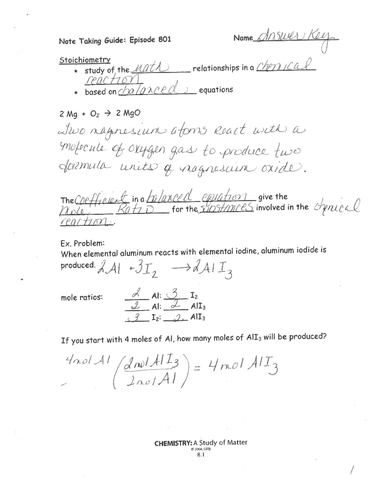 Stoichiometry Video Notes - Key - Studocu