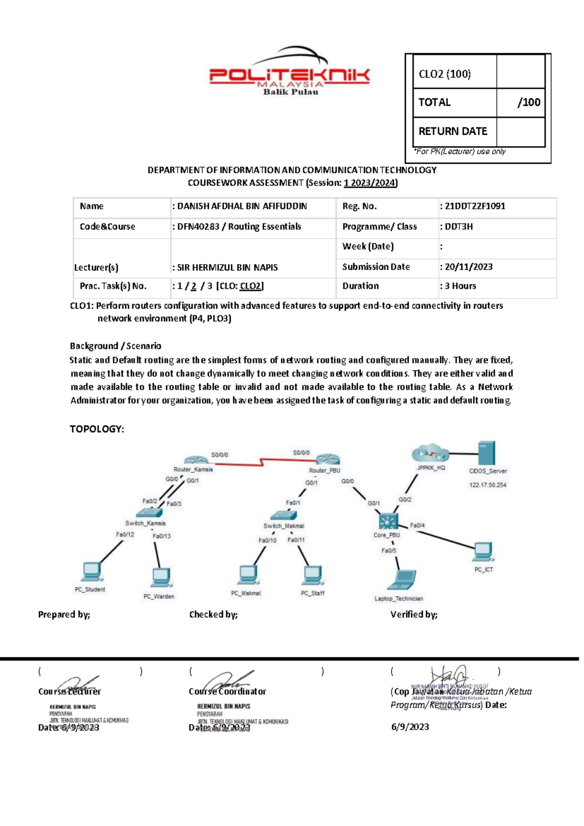 PTask 2 Sesi 1 2023 2024- Configuring Static Routing ...