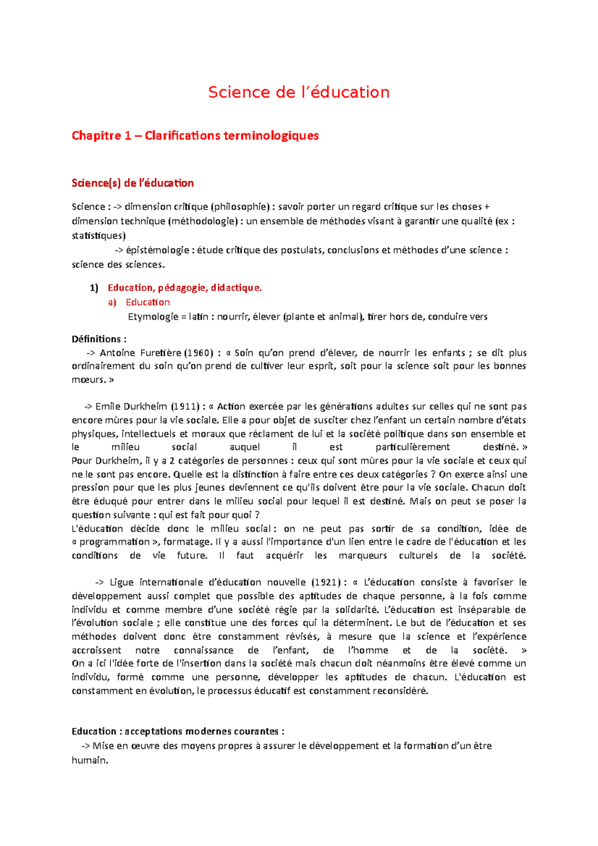 SDE - chp 1 - Science de l’éducation Chapitre 1 – Clarifications ...