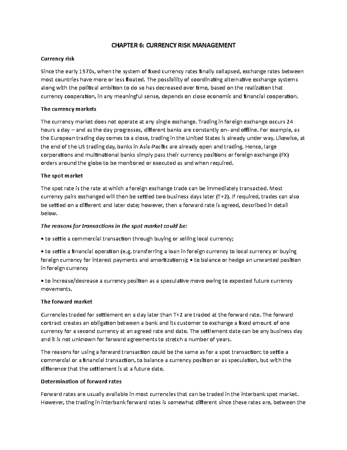 Chapter 6 Currency RISK Management - CHAPTER 6: CURRENCY RISK ...