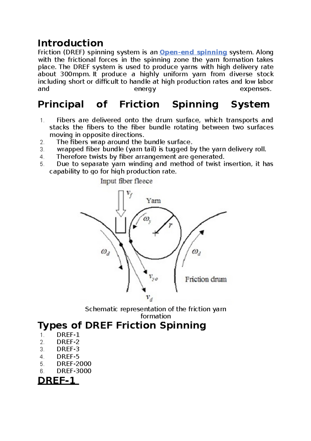 Friction Spinning Yarn Manufacturing2 lecture notes Introduction Friction (DREF) spinning