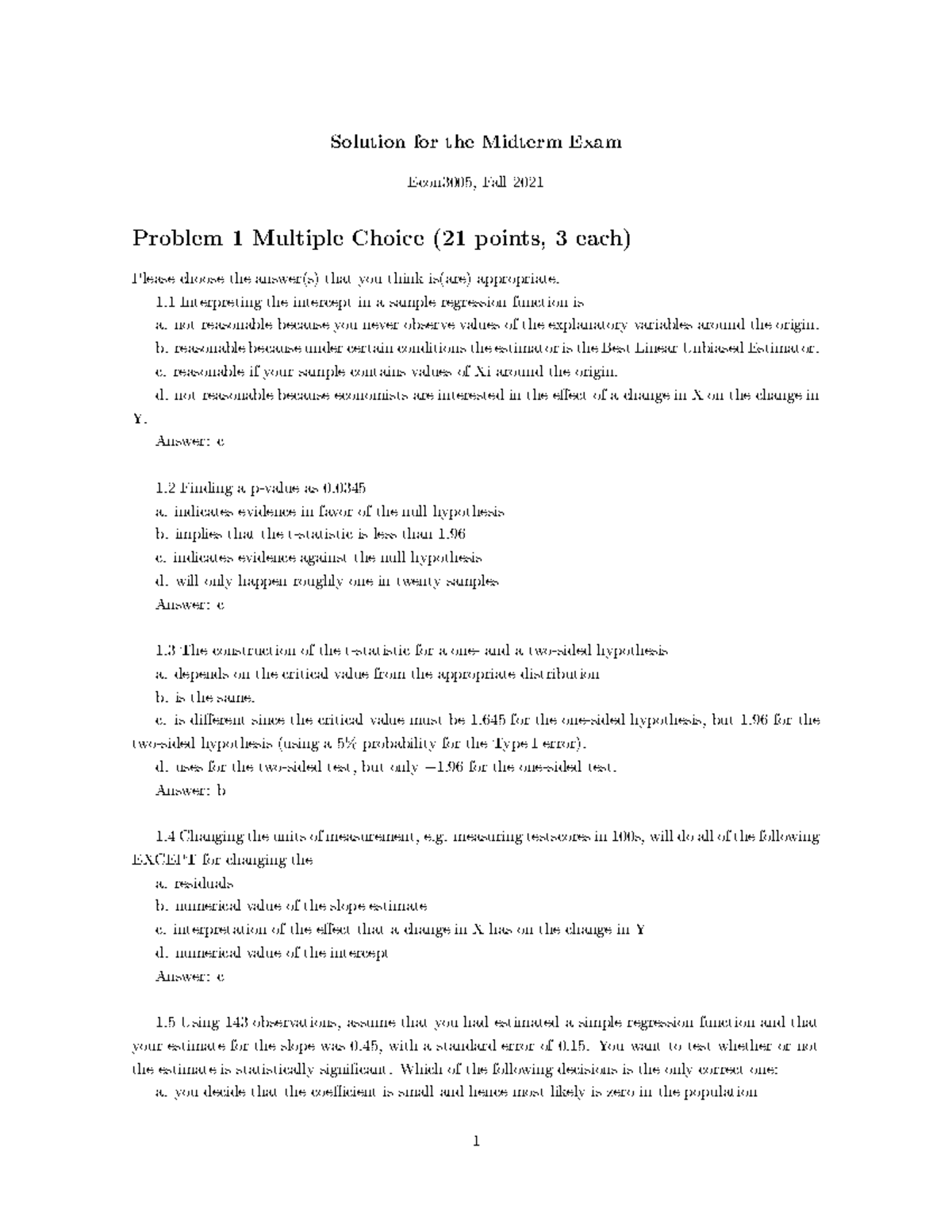 Midterm Solution - ♦ t ♦♥ ♦rt t r♠ ① ♠ ♦♥ Pr♦ ♠ t ♣ ♦ ♣ - Studocu