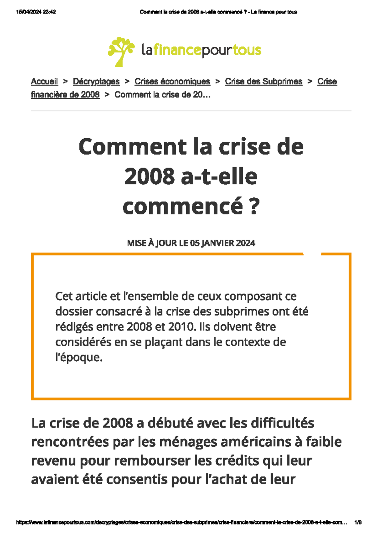 Focus Suprimes Crisis 2007-2008 4 - 23:42 Comment la crise de 2008 ...