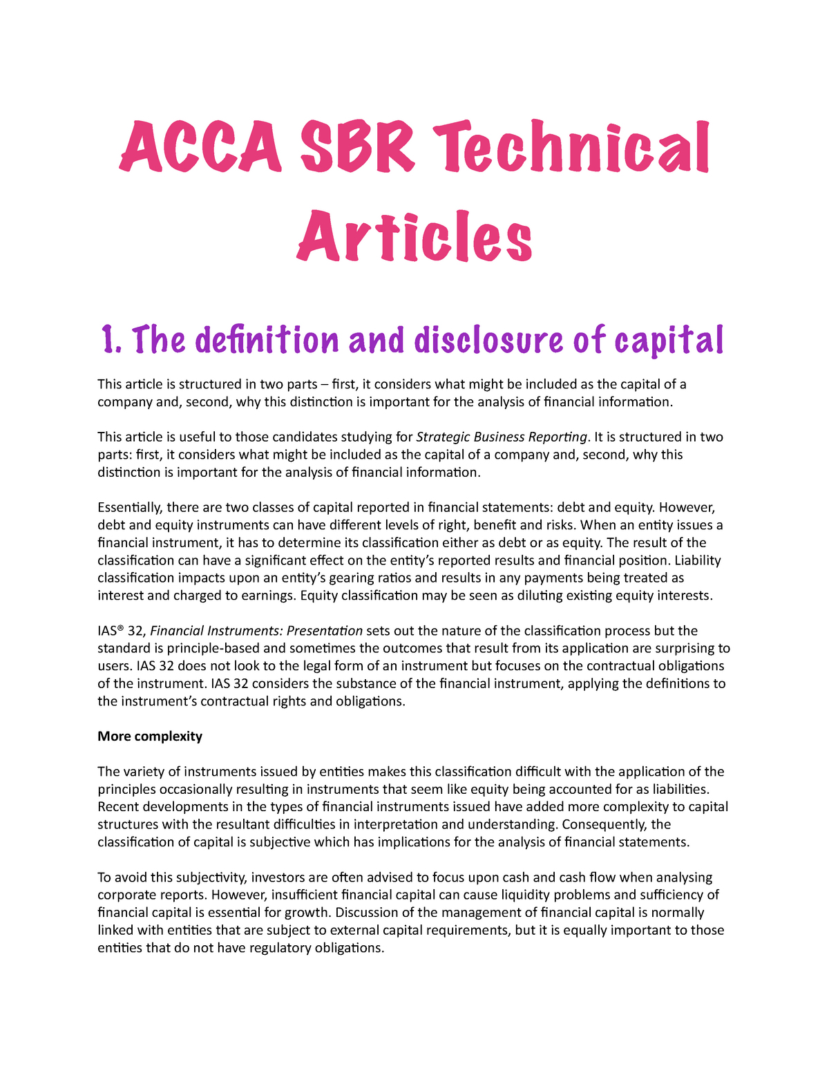 23. ACCA SBR Technical Articles ACCA SBR Technical Articles 1