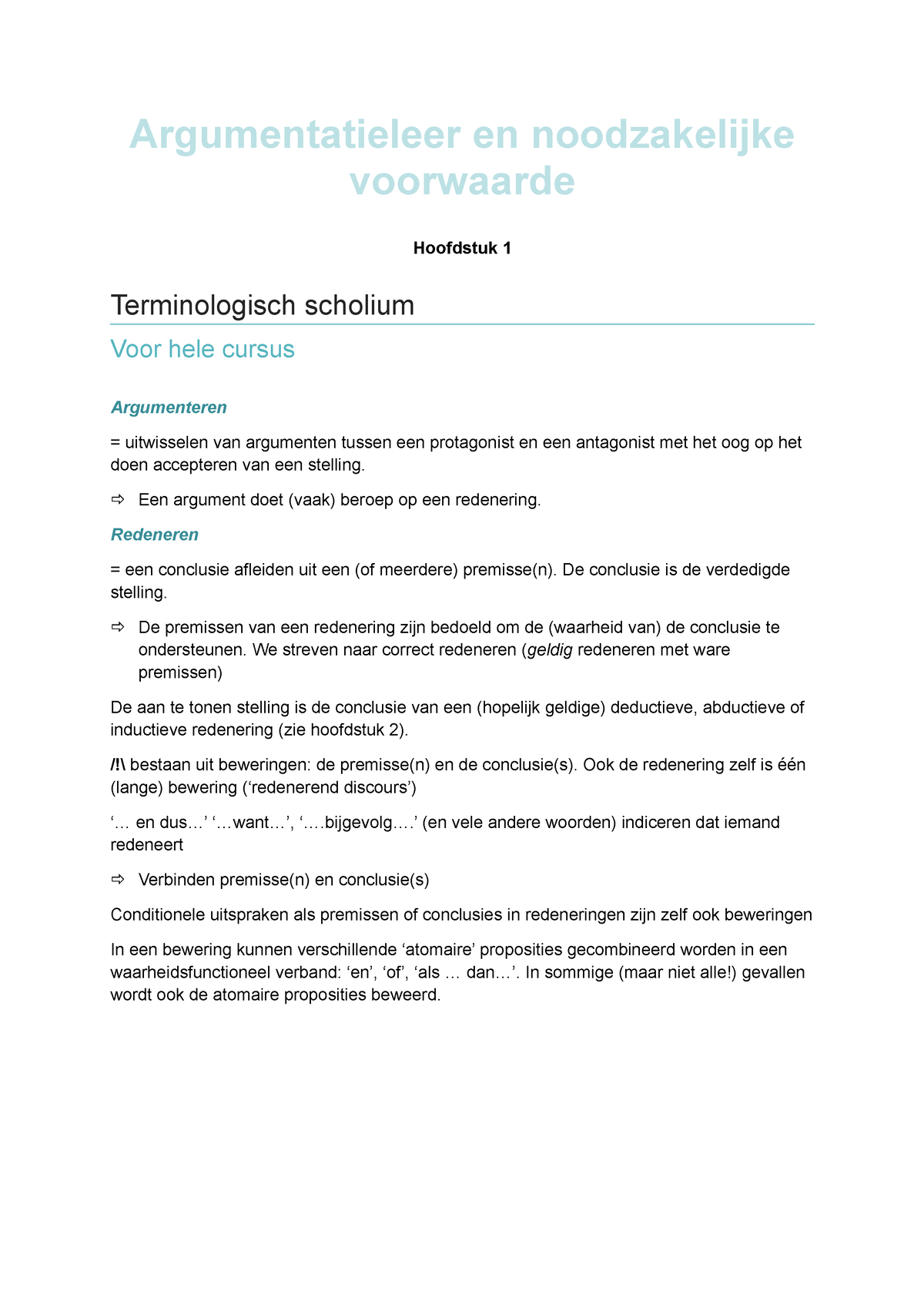 Argumentatieleer En Logica Smvtn - Argumentatieleer En Noodzakelijke ...