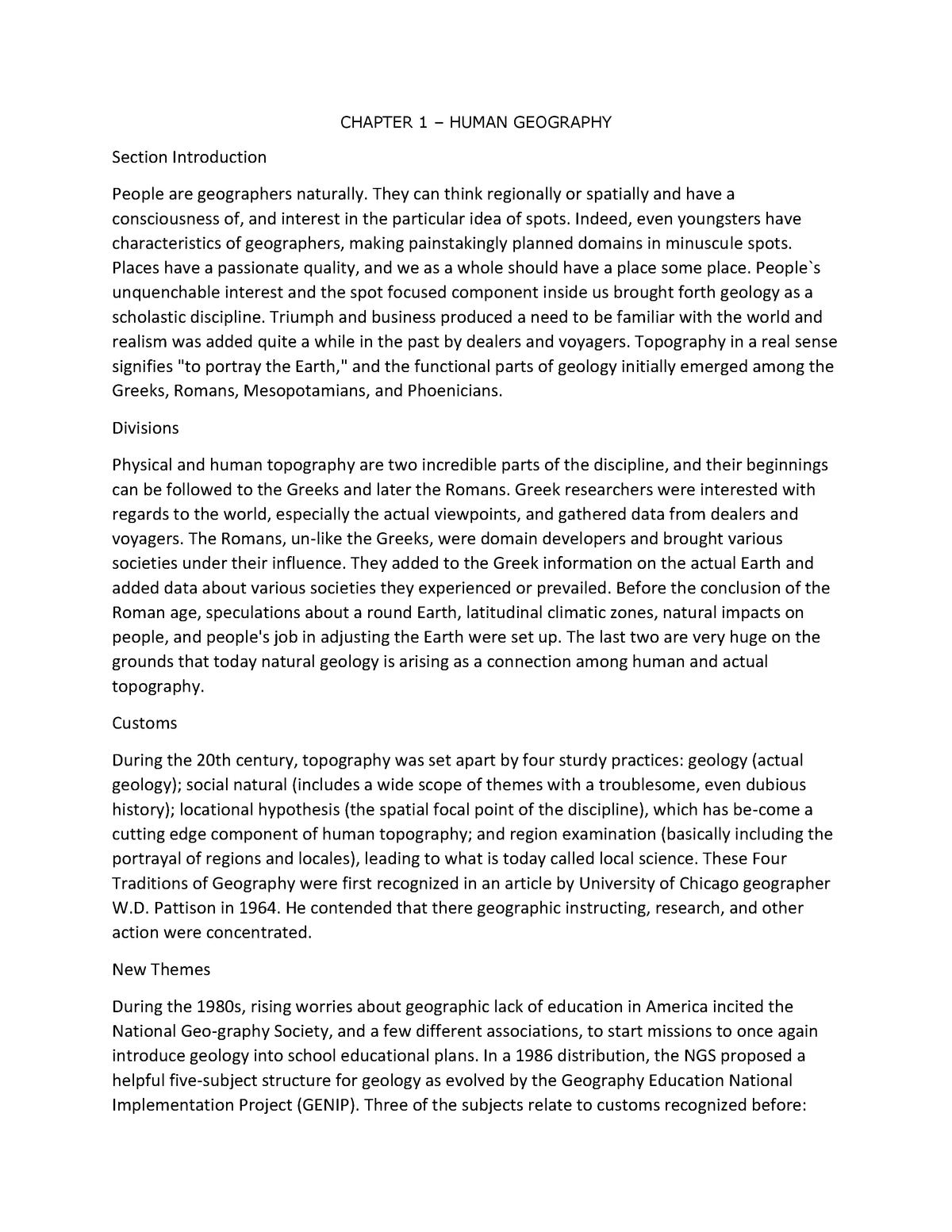 Chapter 1 - Introduction To Human Geography - CHAPTER 1 – HUMAN ...