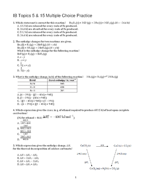 IB CHEM Topic 2 SL - IB Chemistry – SL Topic 2 Questions 1. Consider ...