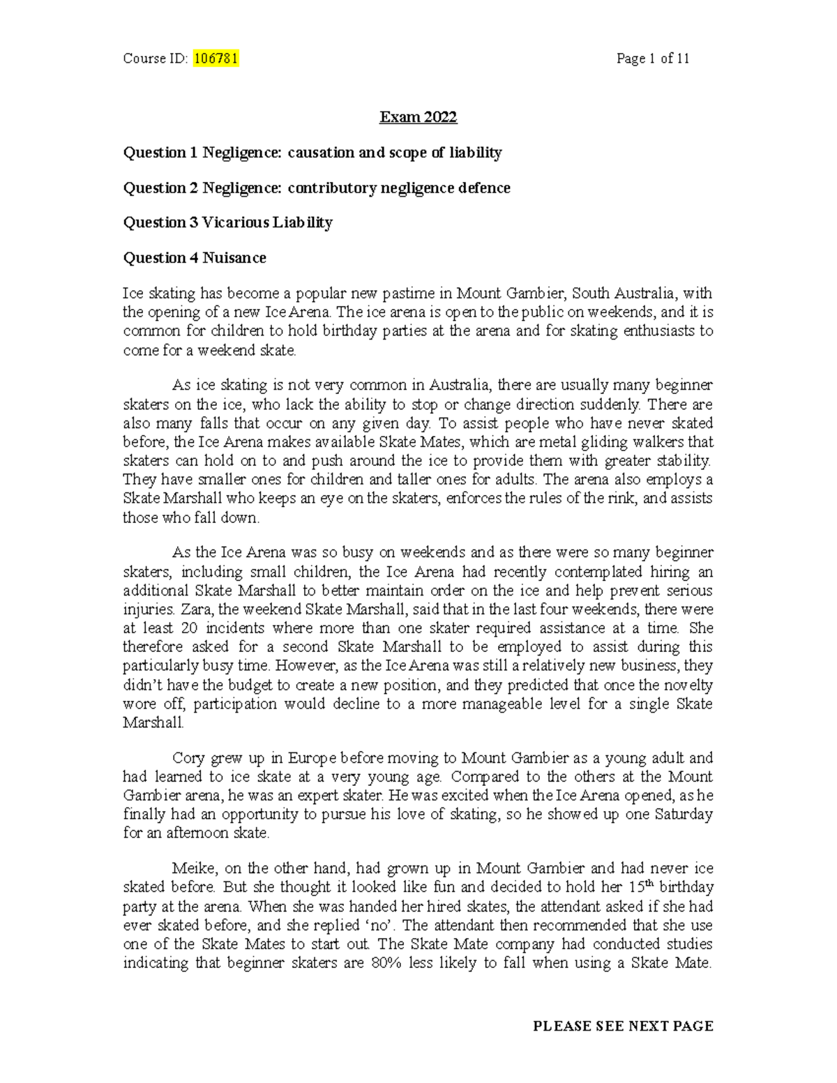 Tort 2022 Answer Guide - Exam 2022 Question 1 Negligence: causation and ...