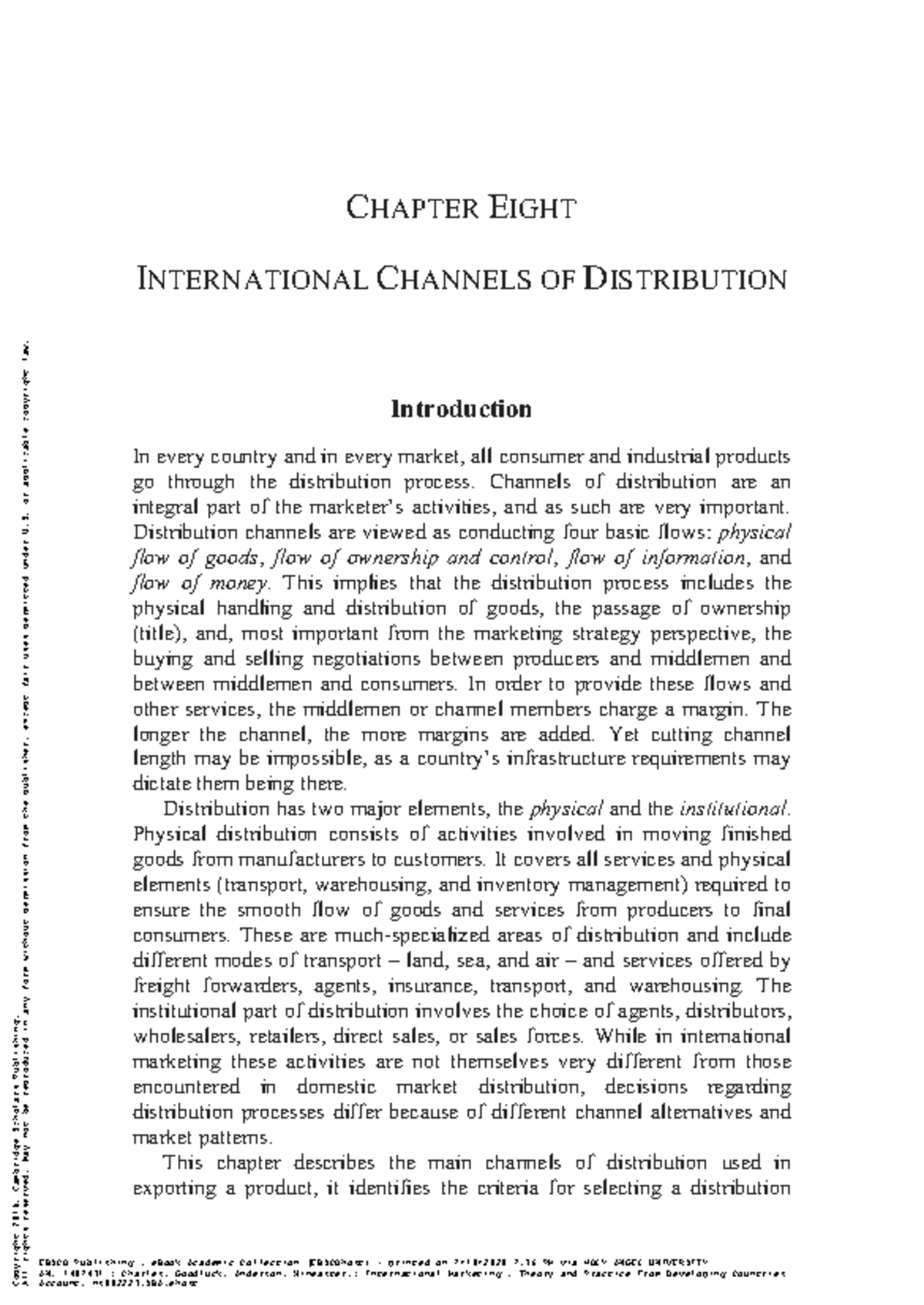 International Distribution - CHAPTER EIGHT I NTERNATIONAL CHANNELS OF D ...
