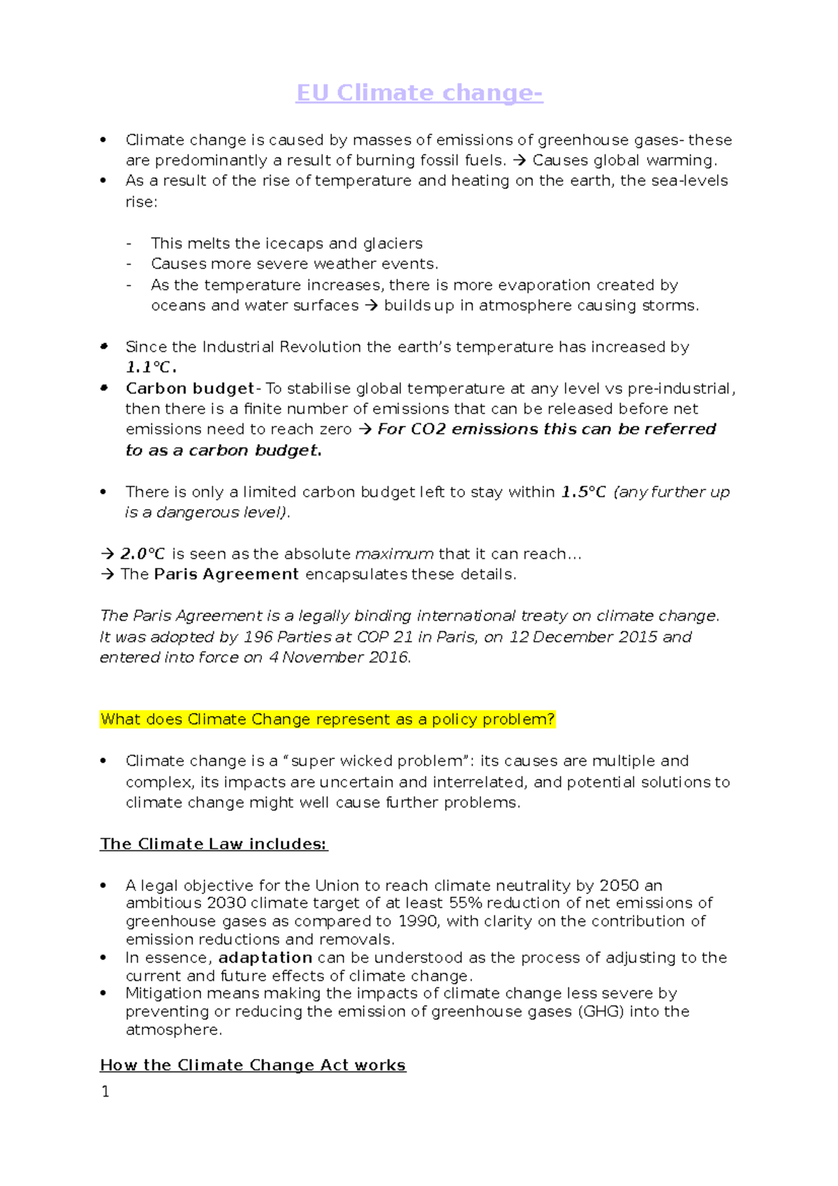 EU Climate change - EU Climate change- Climate change is caused by ...