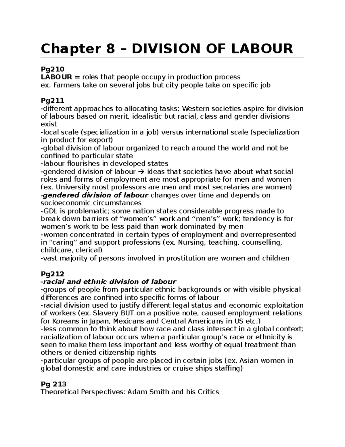 literature review on division of labour