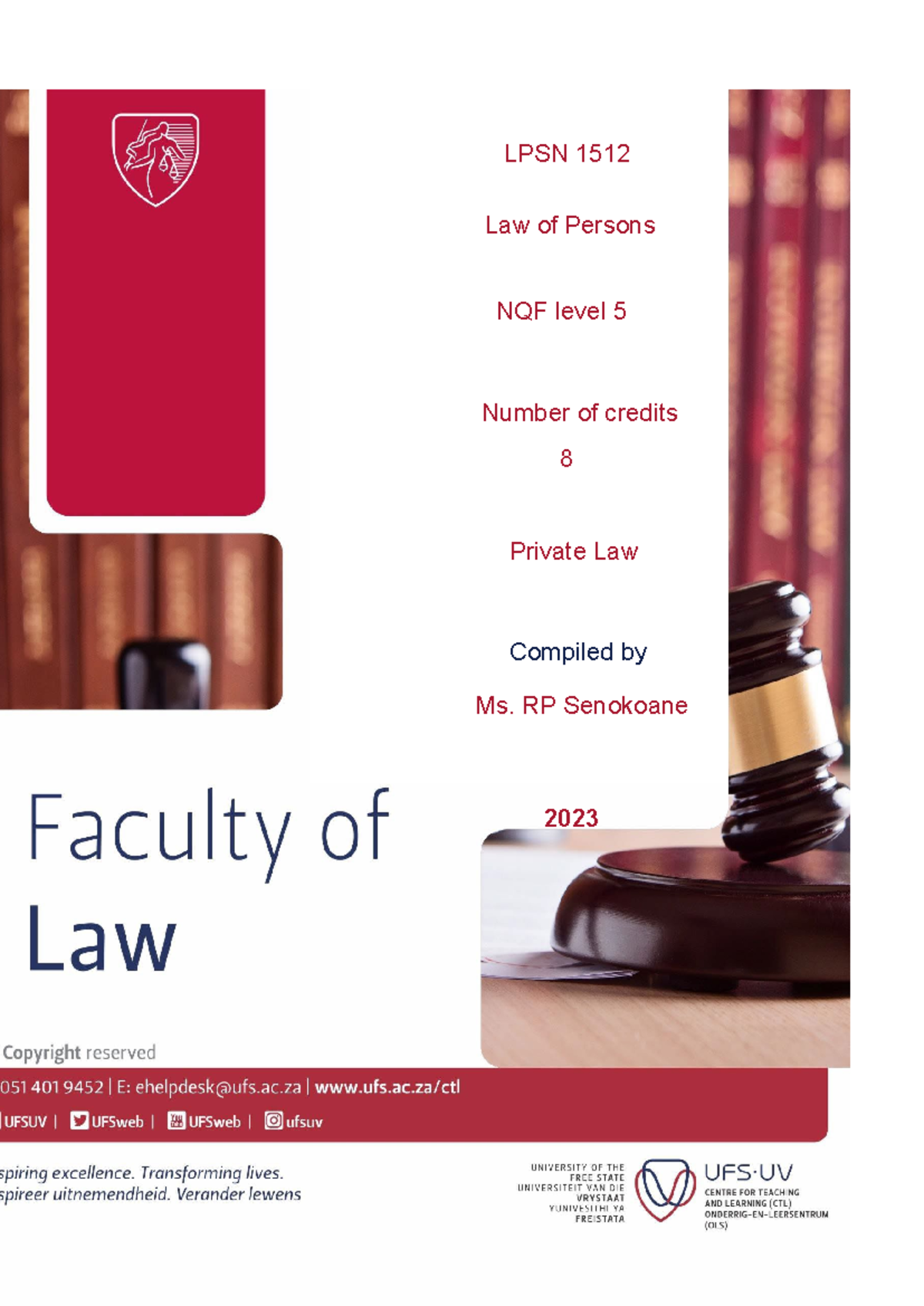 Law of Persons Study Guide Official - [NQF level] [Number of credits ...