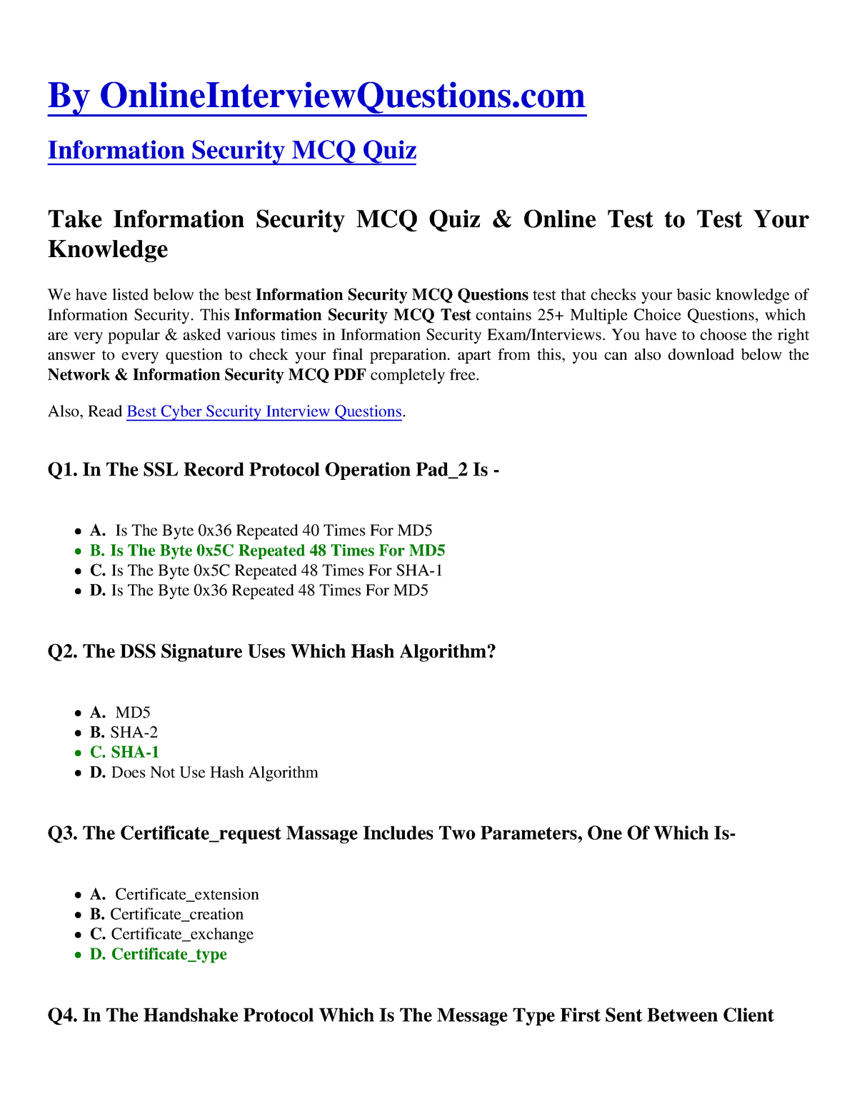 Information-security-mcq - By OnlineInterviewQuestions Information ...