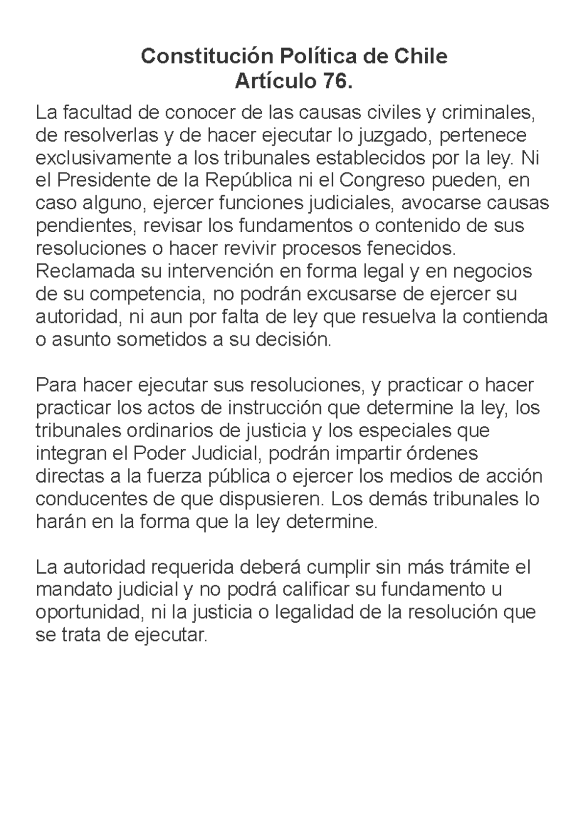 76cpr - Articulo 76 Cpr - Constitución Política De Chile Artículo 76 ...